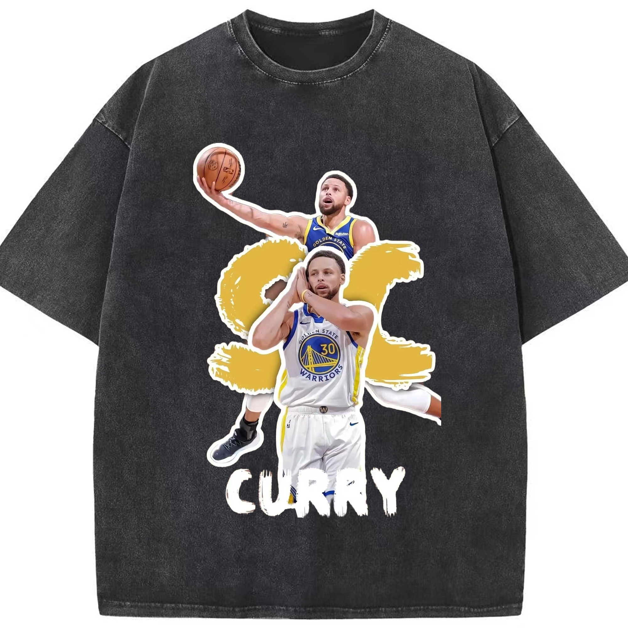 Stephen Curry NIght Night Celebration T-shirt - Washed Vintage Look 230g Cotton Oversized T-Shirt With Front Heat Transfer Print – Soft, Lightweight, Stylish Fit – Comfortable Casual Wear For Sports & Everyday Use