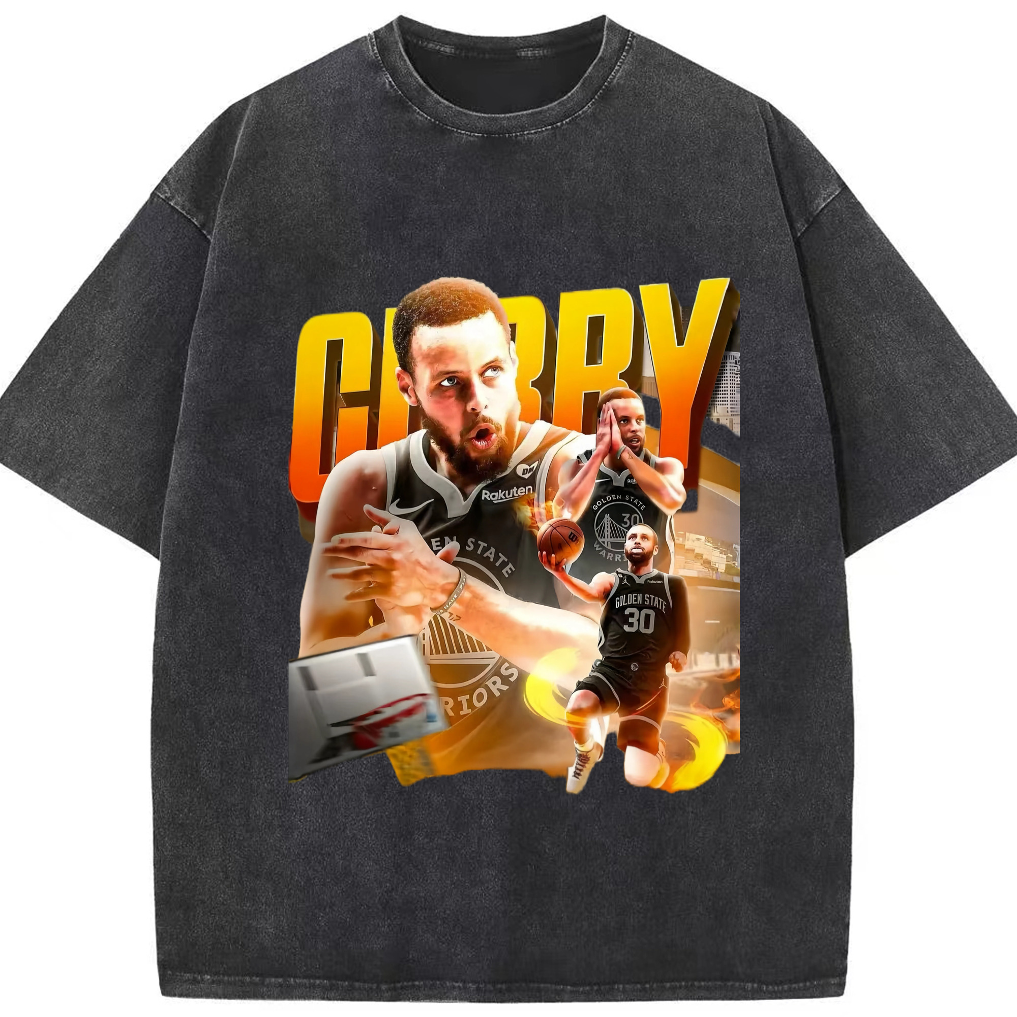 NBA All-Time Three-Point King T-shirt - Washed Vintage Look 230g Cotton Oversized T-Shirt With Front Heat Transfer Print – Soft, Lightweight, Stylish Fit – Comfortable Casual Wear For Sports & Everyday Use