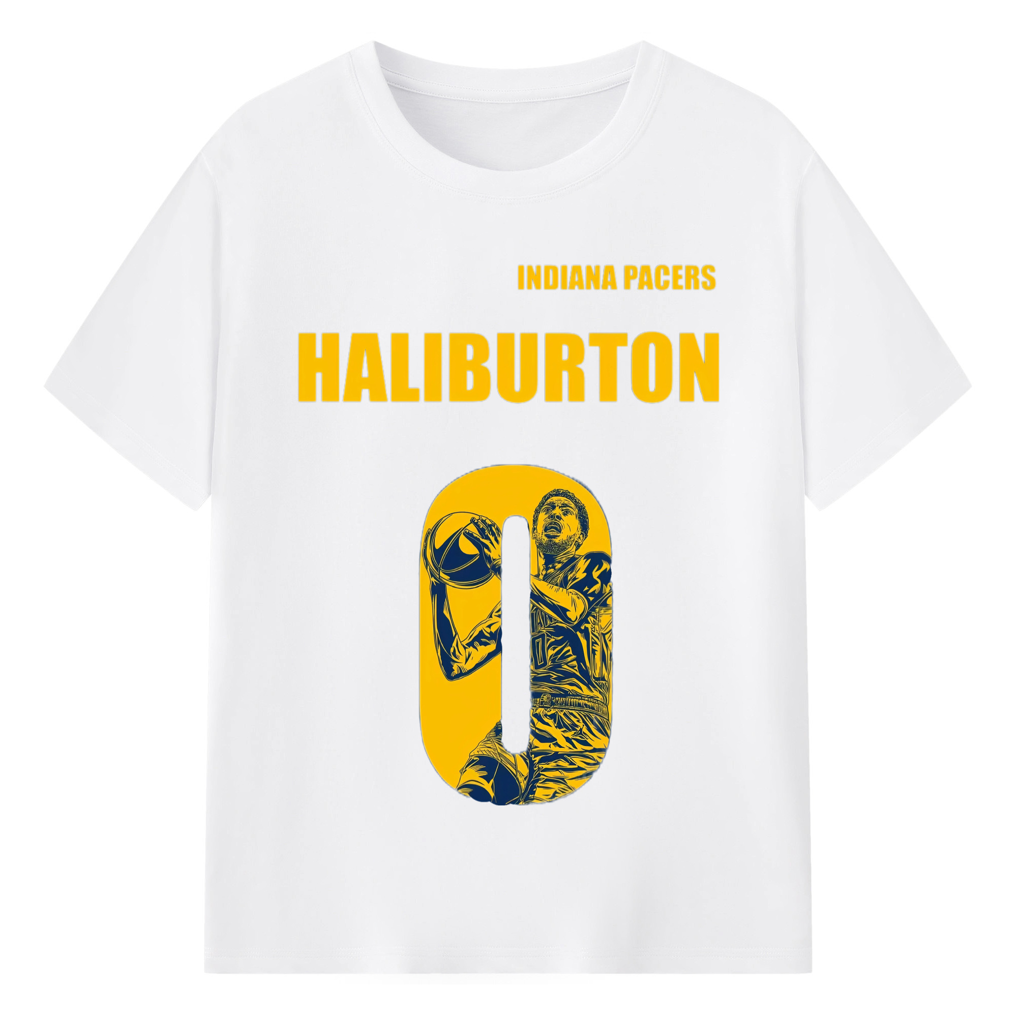Tyrese Haliburton Indiana Pacers  #0 T-shirt - 180g Cotton T-Shirt With Front Heat Transfer Print – Soft, Lightweight, Fitted Design – Comfortable Casual Wear For Sports & Everyday Use