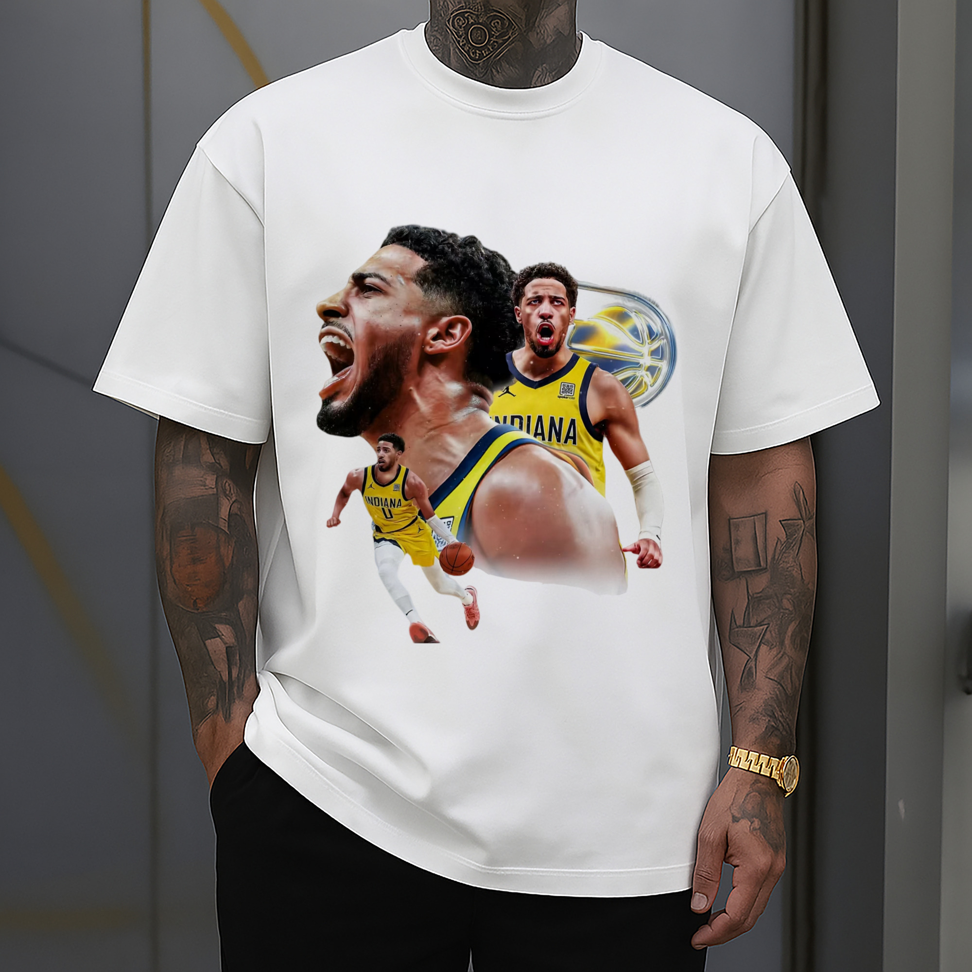 Indiana Pacers Tyrese Haliburton Collage graphic T‑Shirt