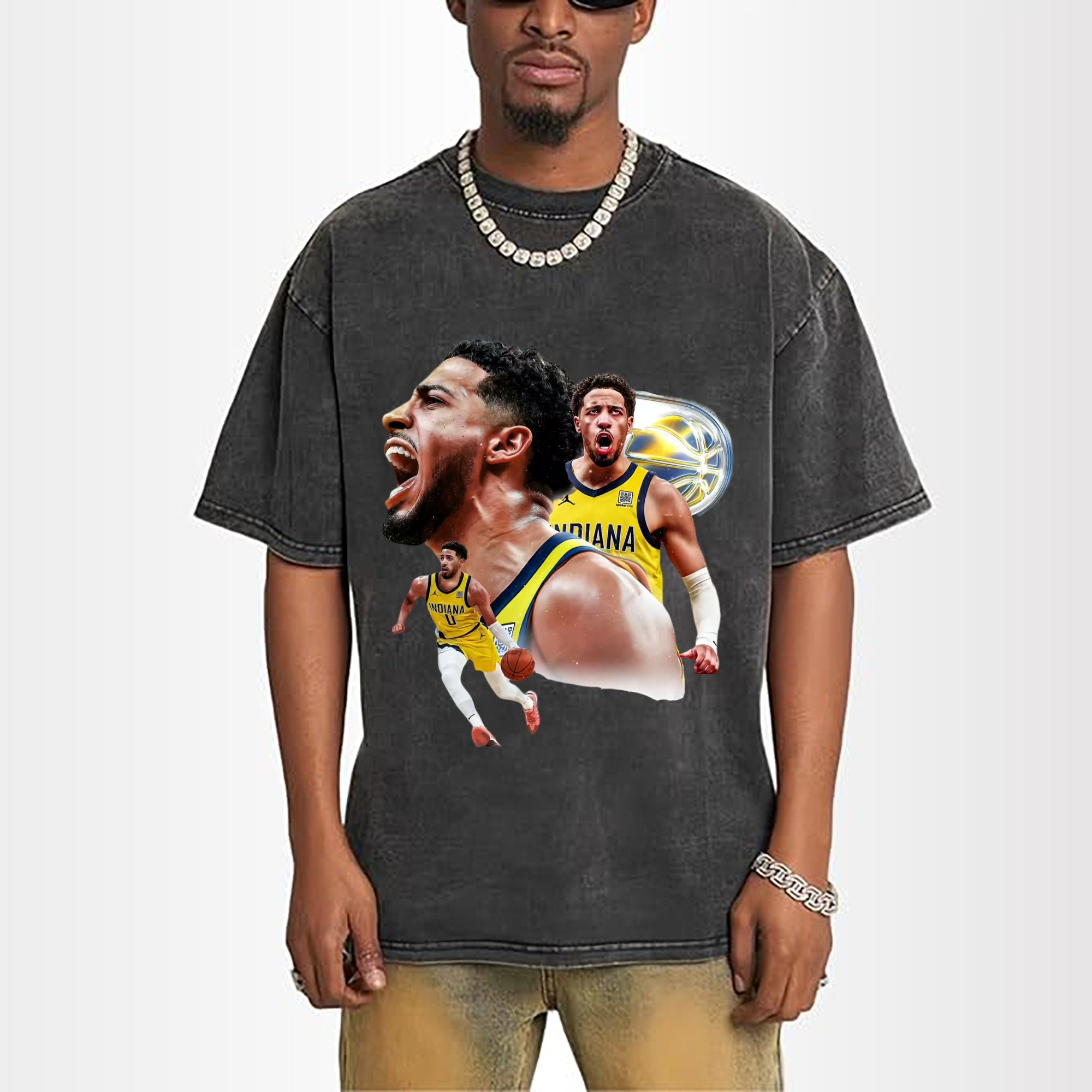 Indiana Pacers Tyrese Haliburton Collage graphic T‑Shirt