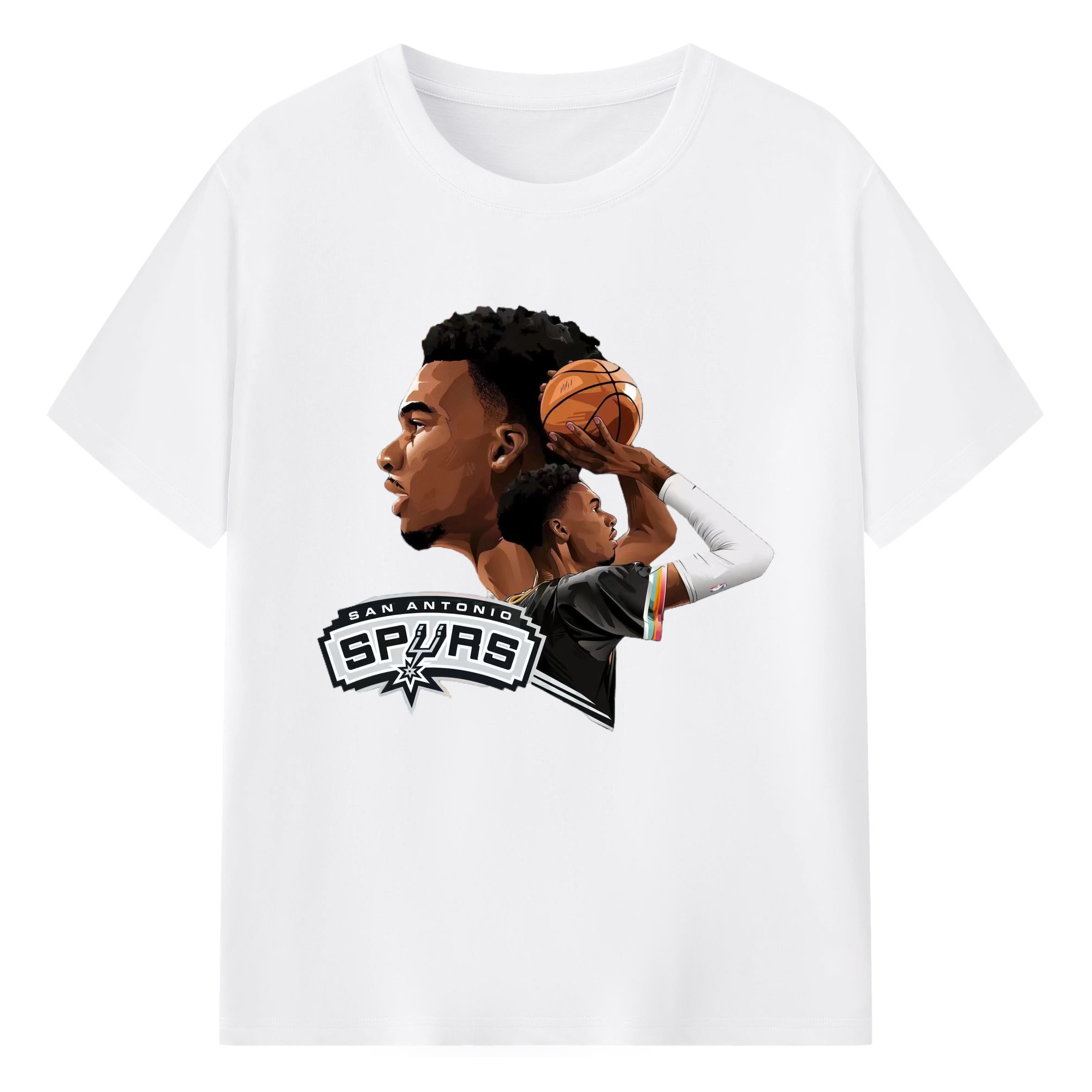 Victor Wembanyama wemby shoot T-shirt - 180g Cotton T-Shirt With Front Heat Transfer Print – Soft, Lightweight, Fitted Design – Comfortable Casual Wear For Sports & Everyday Use