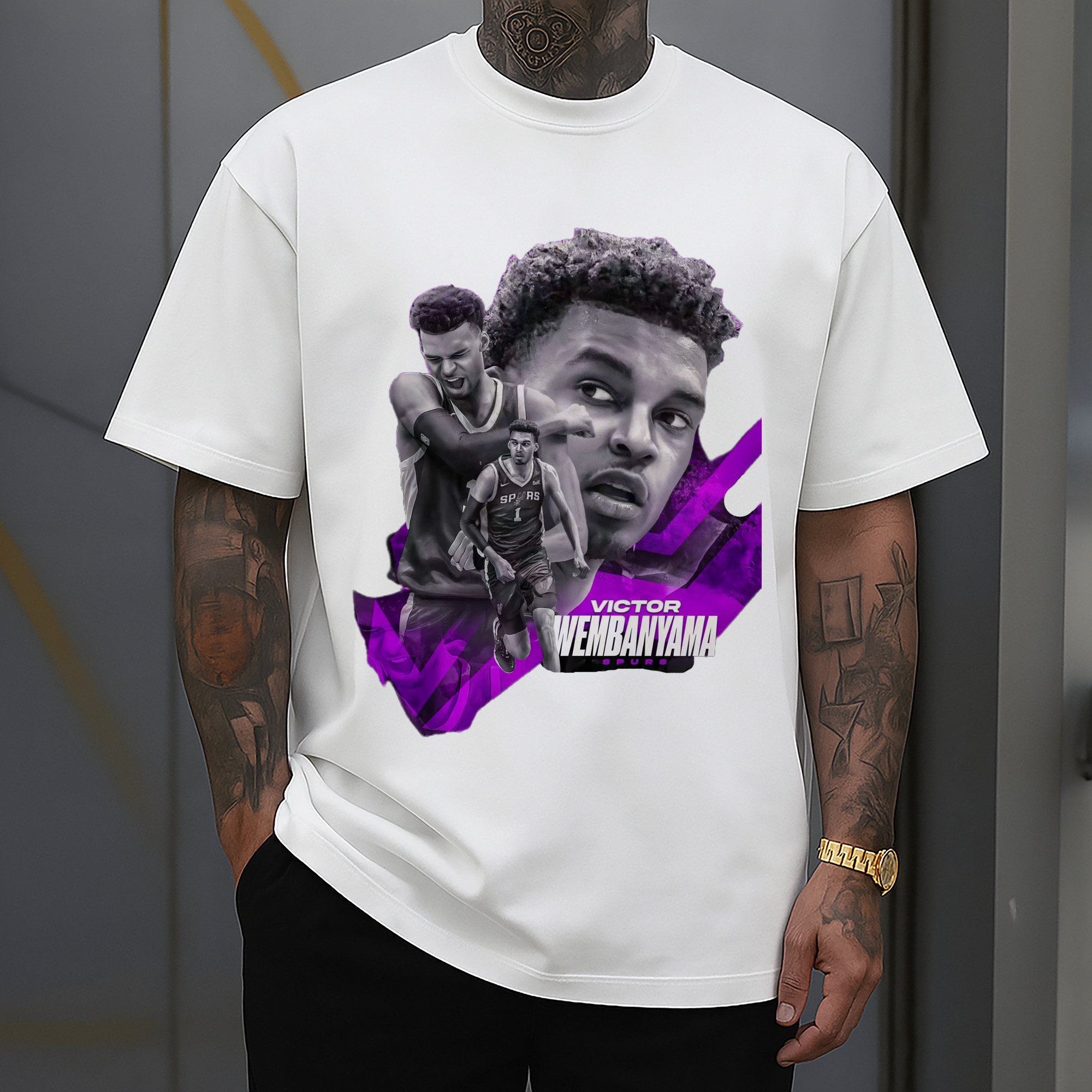 Victor Wembanyama #1 Black purple graphic Shirt