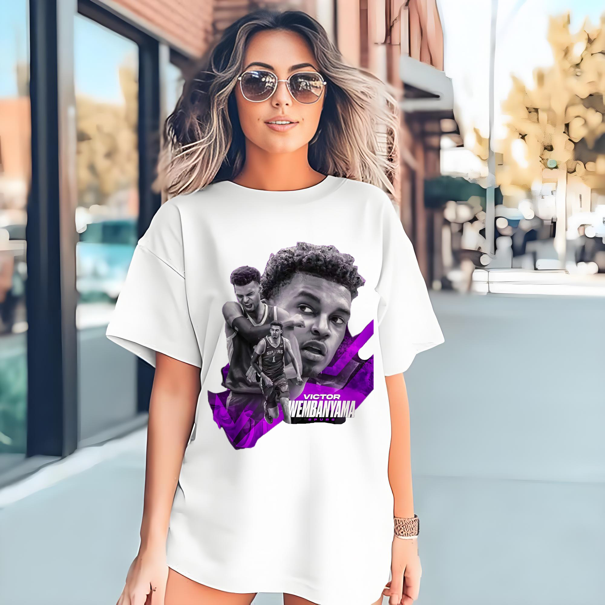 Victor Wembanyama #1 Black purple graphic Shirt