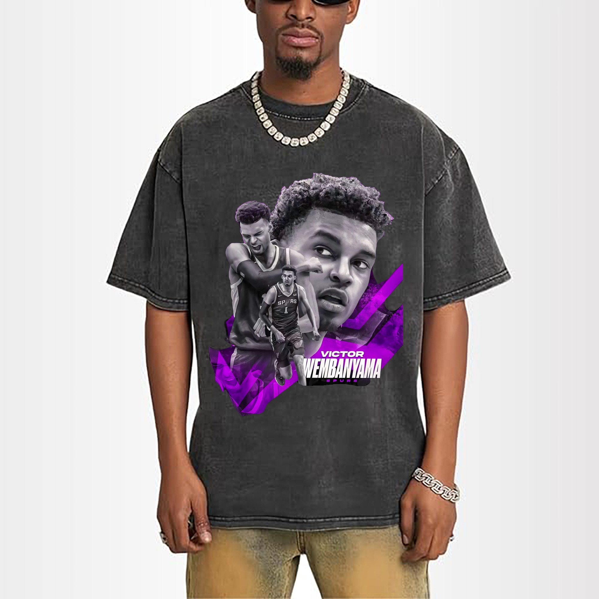 Victor Wembanyama #1 Black purple graphic Shirt