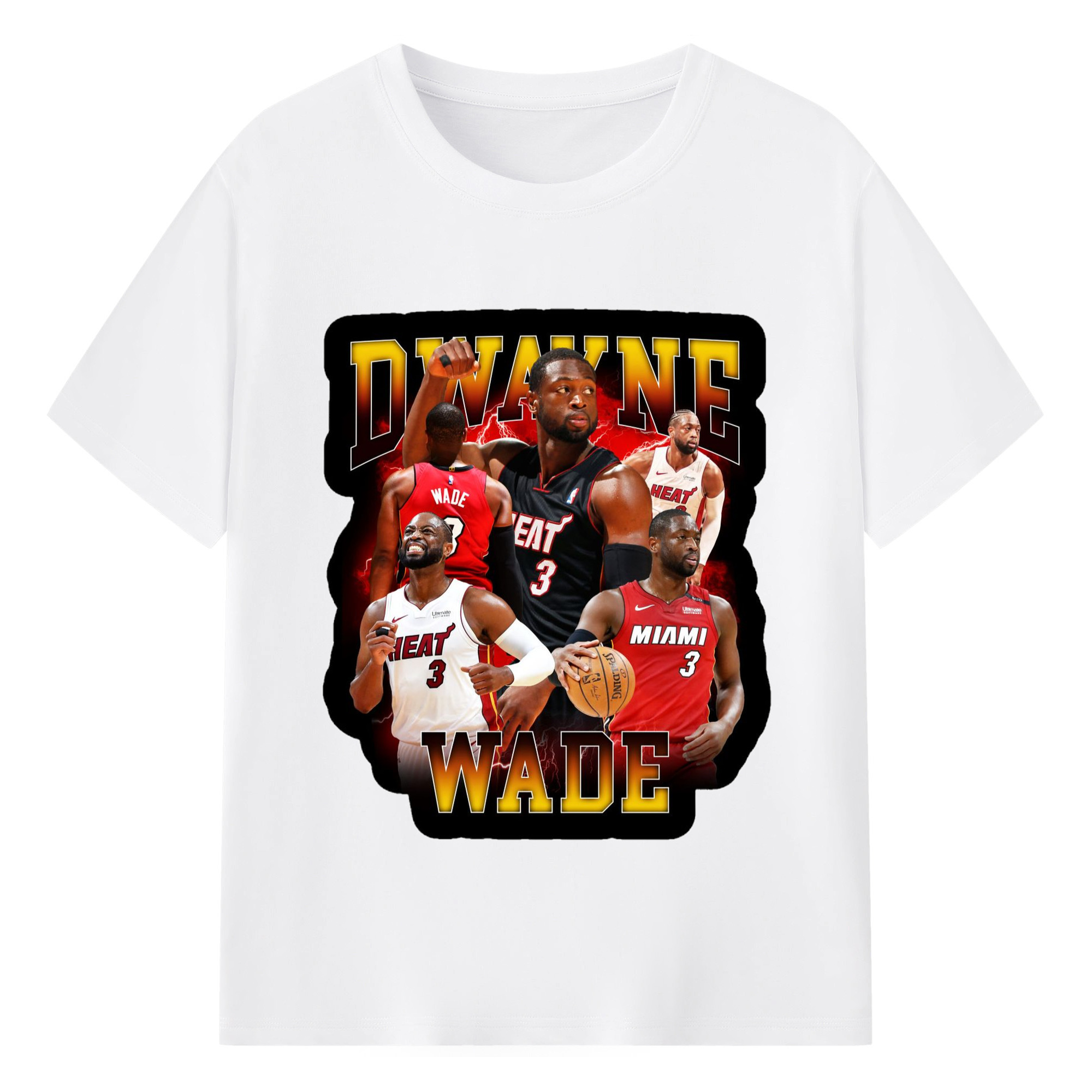 Dwyane wade vintage T-shirt​ - 180g Cotton T-Shirt With Front Heat Transfer Print – Soft, Lightweight, Fitted Design – Comfortable Casual Wear For Sports & Everyday Use