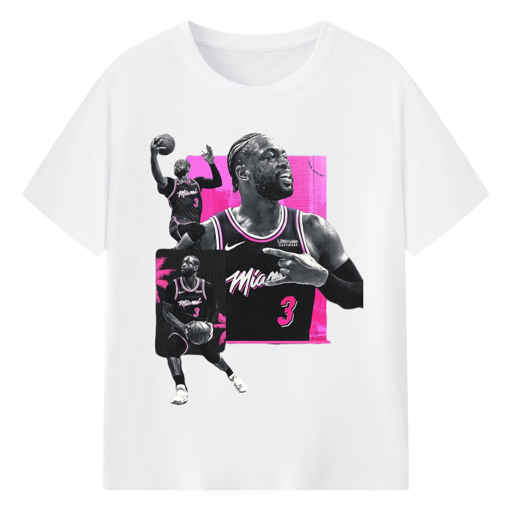 Dwyane wade miami heat T-shirt​ - 180g Cotton T-Shirt With Front Heat Transfer Print – Soft, Lightweight, Fitted Design – Comfortable Casual Wear For Sports & Everyday Use