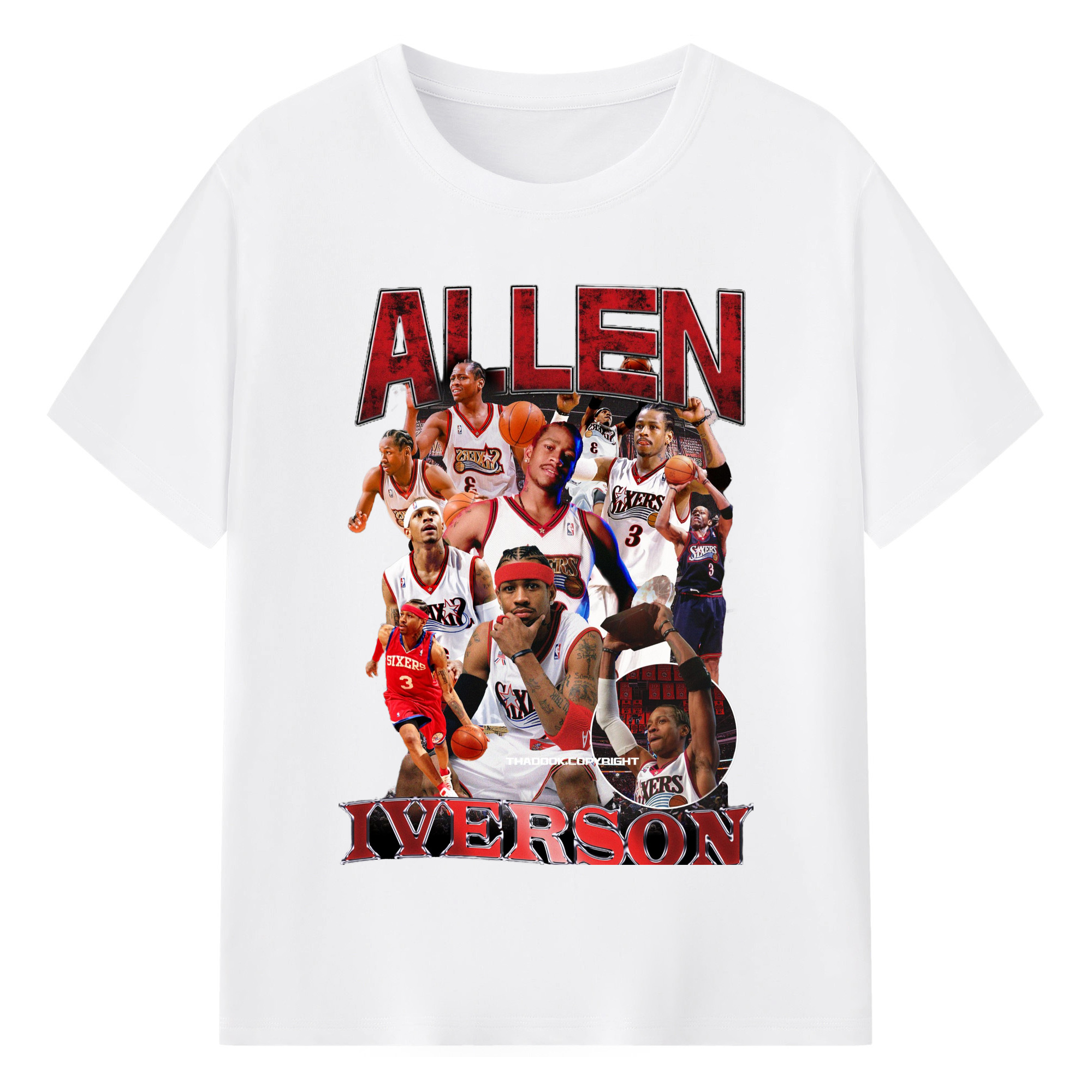 Allen Iverson  Graphic vintage T-shirt​ - 180g Cotton T-Shirt With Front Heat Transfer Print – Soft, Lightweight, Fitted Design – Comfortable Casual Wear For Sports & Everyday Use