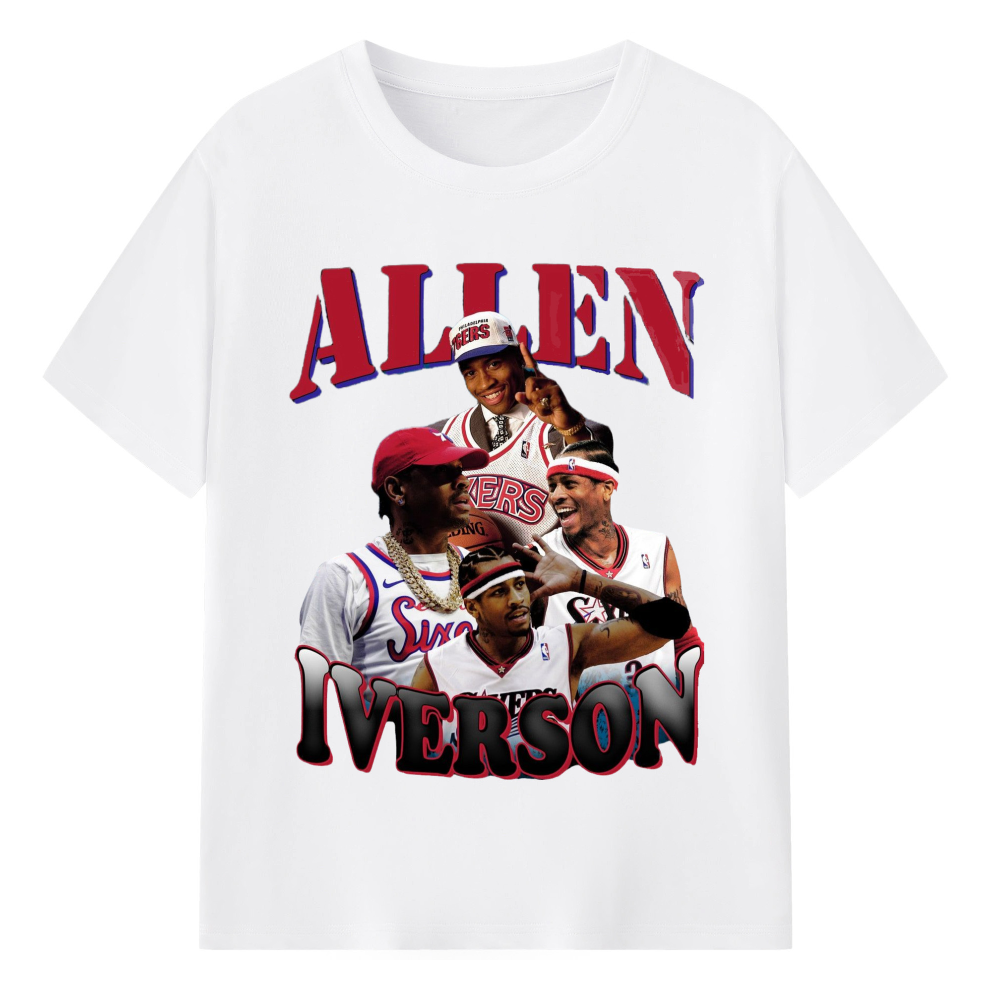 Allen Iverson 76ers T-shirt - 180g Cotton T-Shirt With Front Heat Transfer Print – Soft, Lightweight, Fitted Design – Comfortable Casual Wear For Sports & Everyday Use