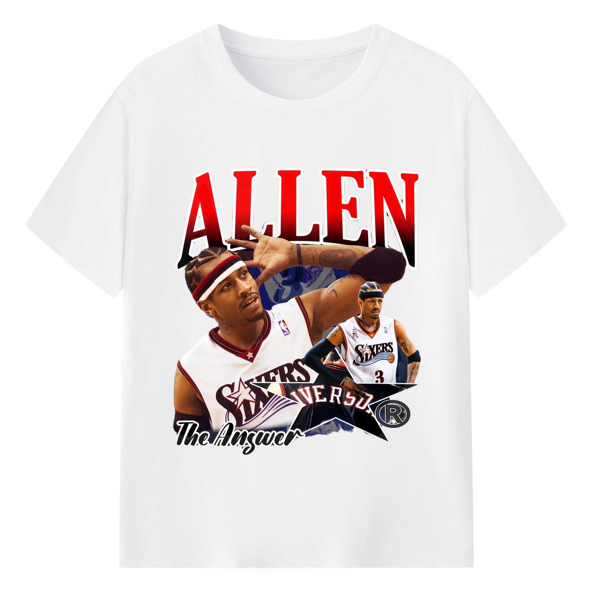 Allen lverson The Answer Graphic Tee - 180g Cotton T-Shirt With Front Heat Transfer Print – Soft, Lightweight, Fitted Design – Comfortable Casual Wear For Sports & Everyday Use