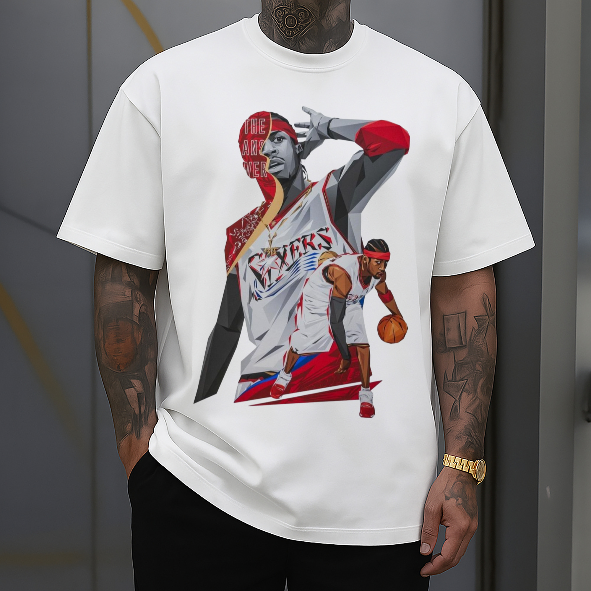 Allen Iverson 76ers cartoon The Answer Art T-shirt