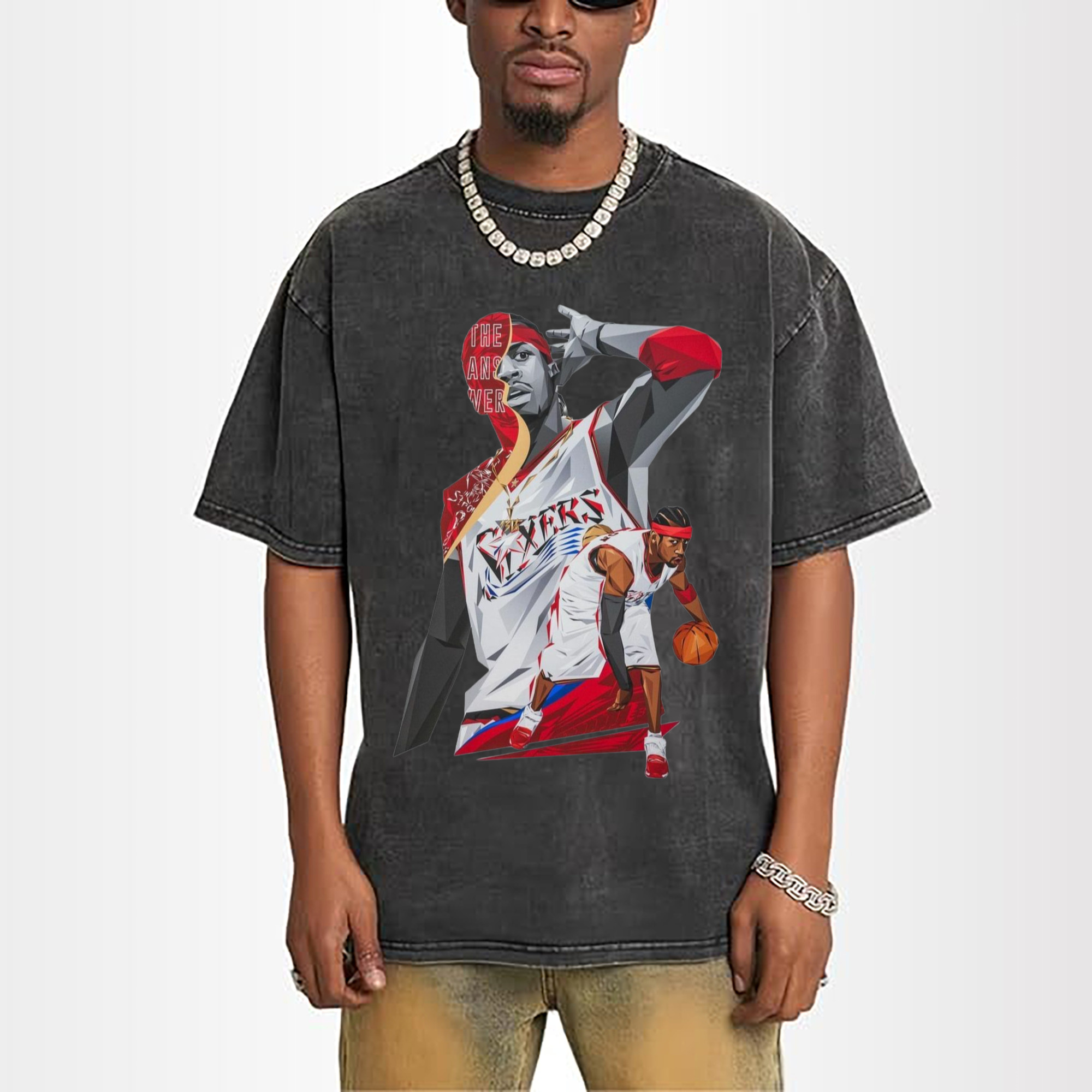Allen Iverson 76ers cartoon The Answer Art T-shirt