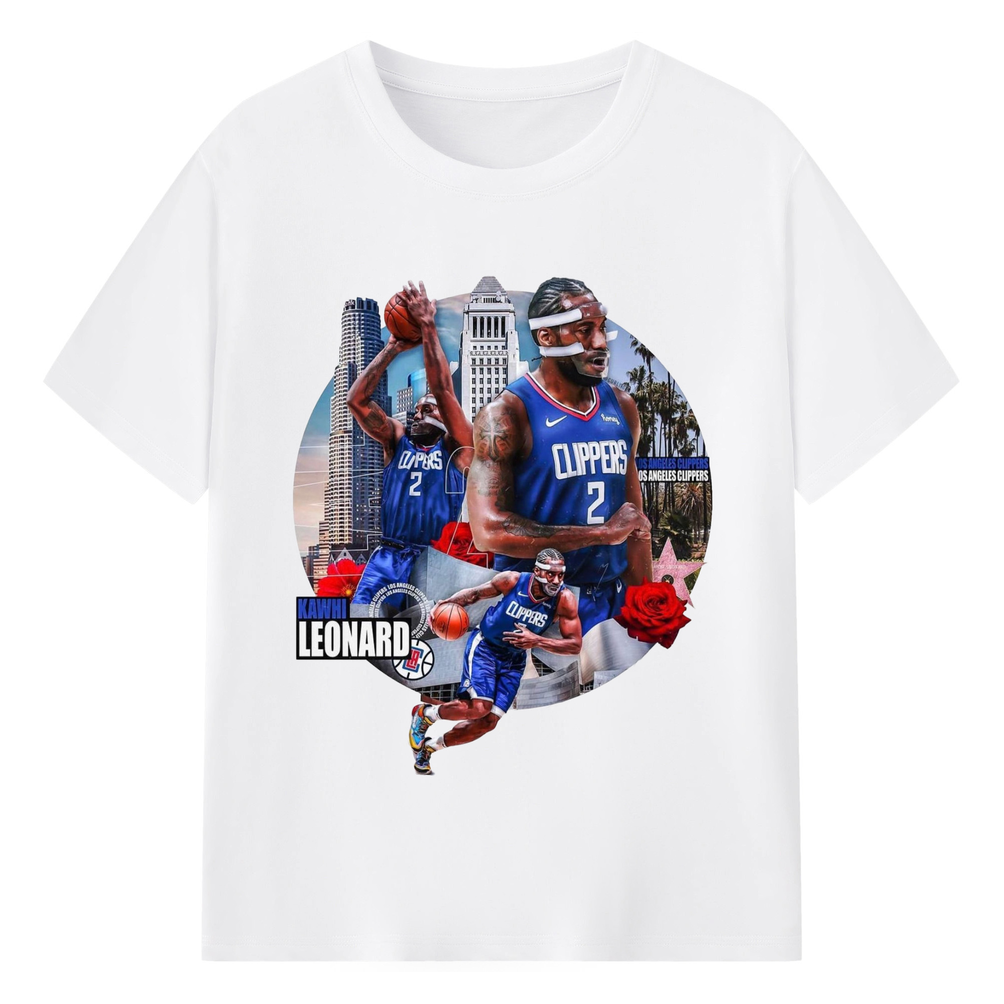 Kawhi Leonard Clippers #2 Graphic T‑Shirt - 180g Cotton T-Shirt With Front Heat Transfer Print – Soft, Lightweight, Fitted Design – Comfortable Casual Wear For Sports & Everyday Use