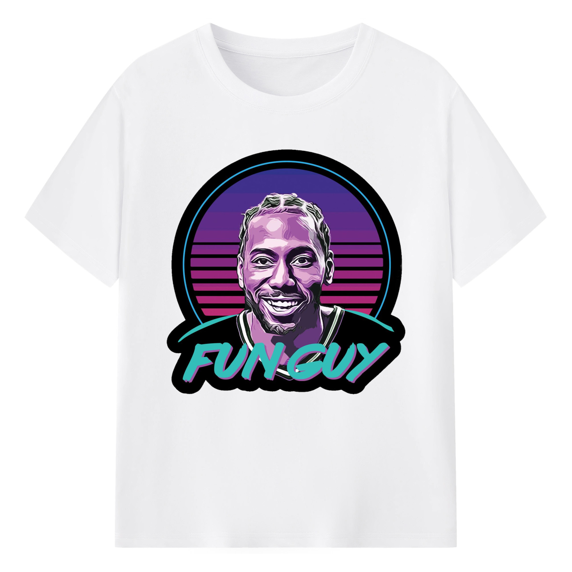 Kawhi leonard fun guy  Graphic T‑Shirt - 180g Cotton T-Shirt With Front Heat Transfer Print – Soft, Lightweight, Fitted Design – Comfortable Casual Wear For Sports & Everyday Use