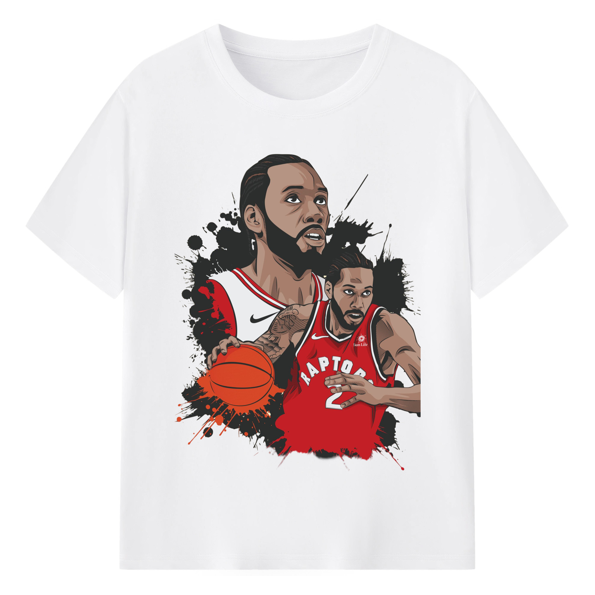 Kawhi Leonard Raptors #2 Cartoon style T‑Shirt - 180g Cotton T-Shirt With Front Heat Transfer Print – Soft, Lightweight, Fitted Design – Comfortable Casual Wear For Sports & Everyday Use