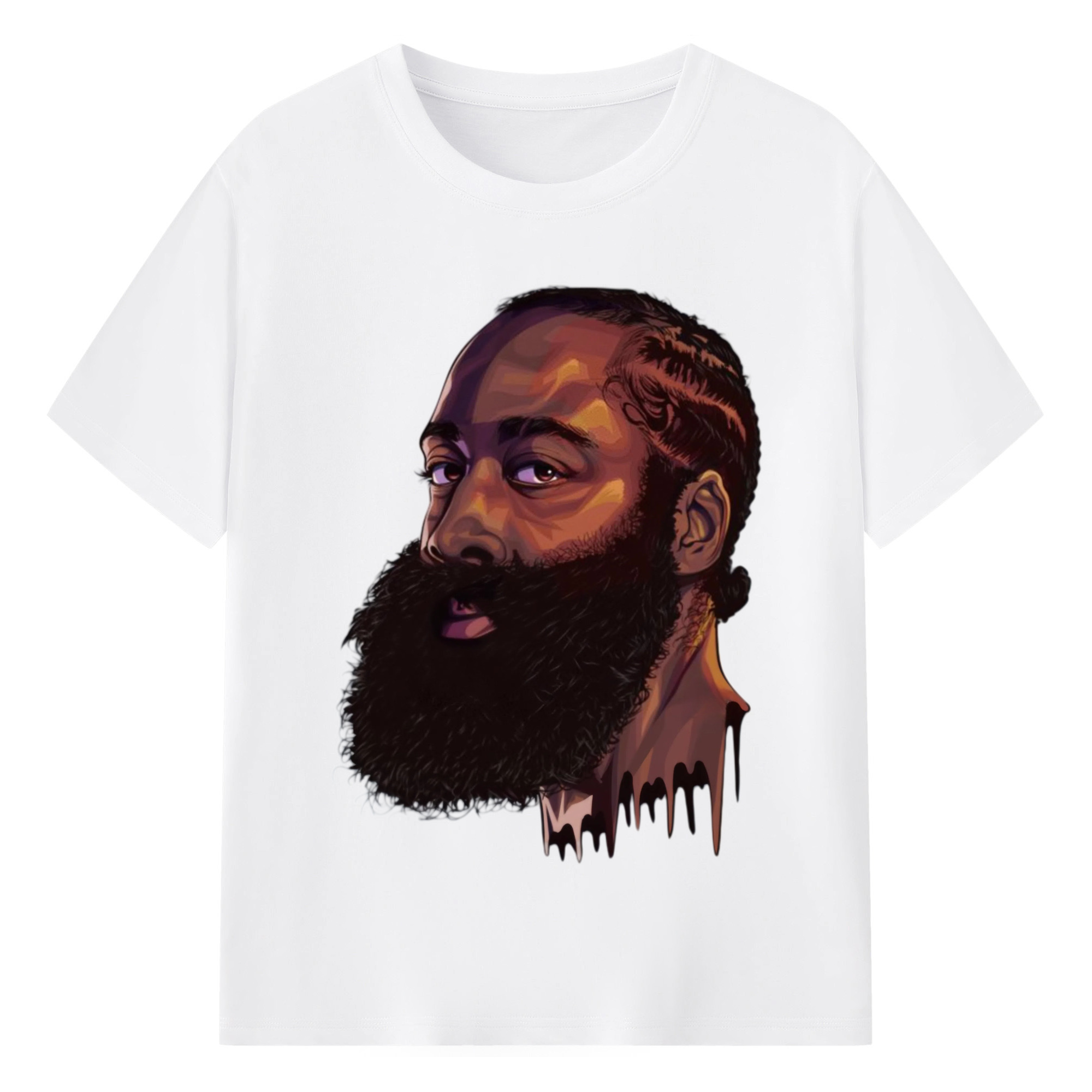 James Harden  Anime Avatar art  t-shirt - 180g Cotton T-Shirt With Front Heat Transfer Print – Soft, Lightweight, Fitted Design – Comfortable Casual Wear For Sports & Everyday Use