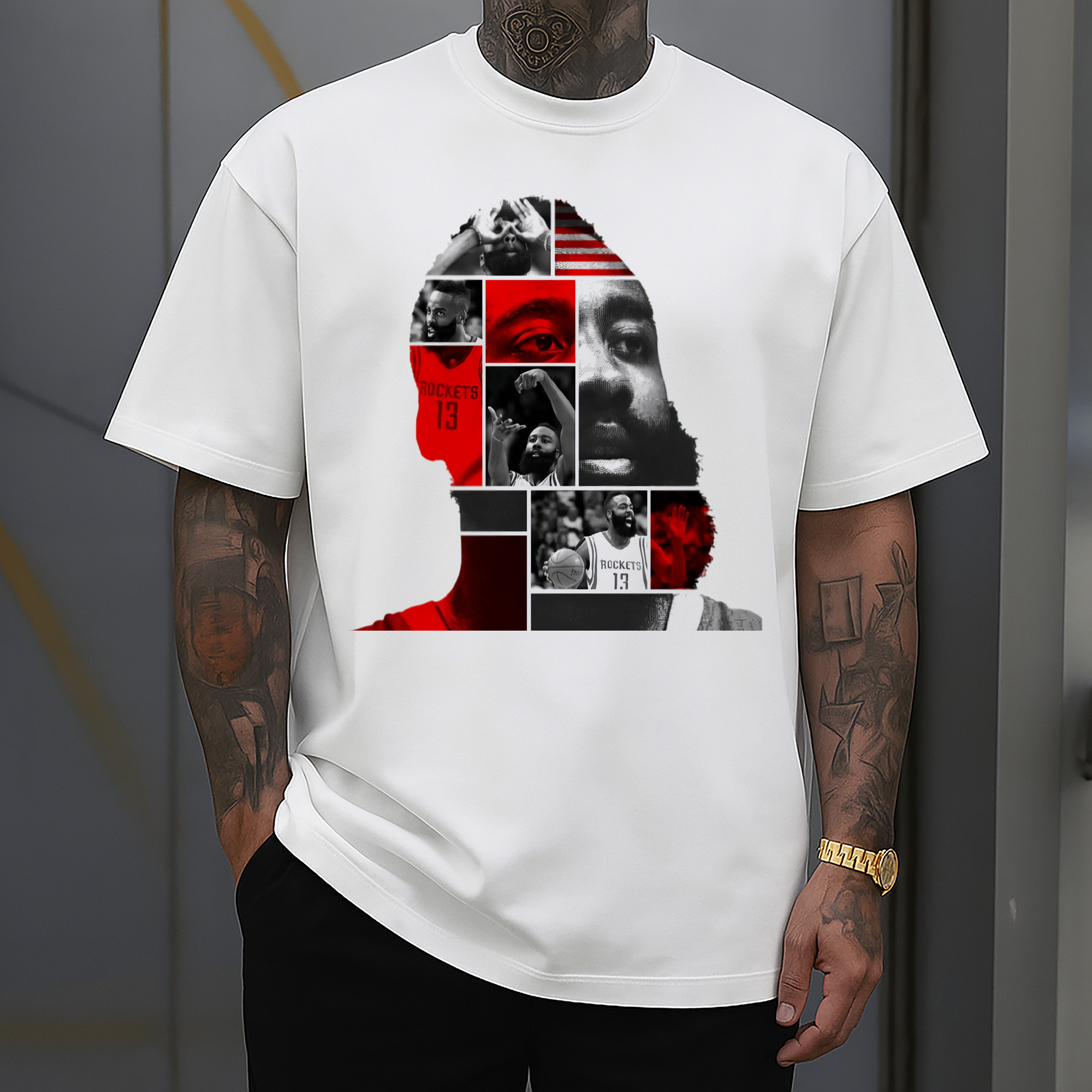 James Harden avatar collage style T‑shirt