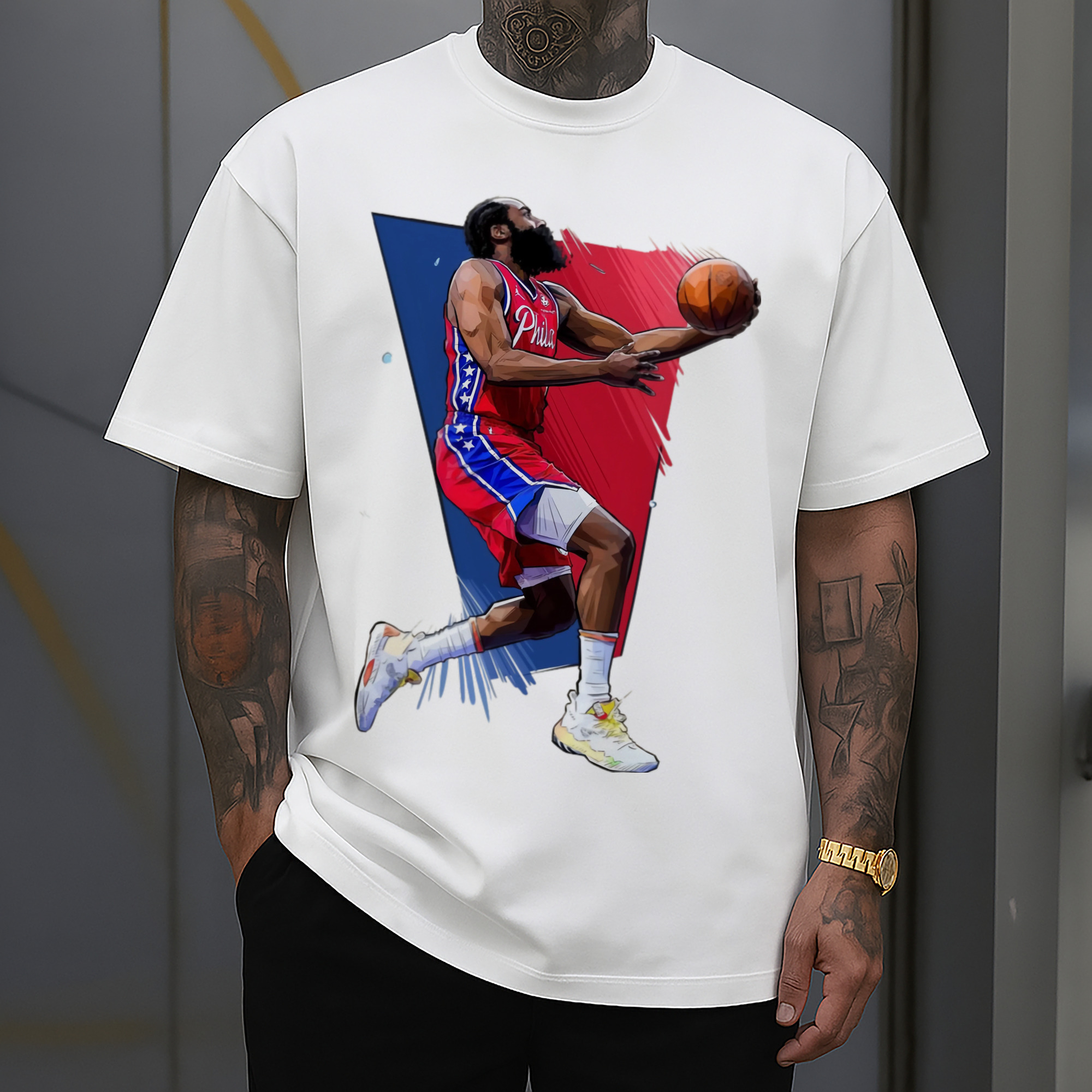 James Harden 76er comic style T‑shirt