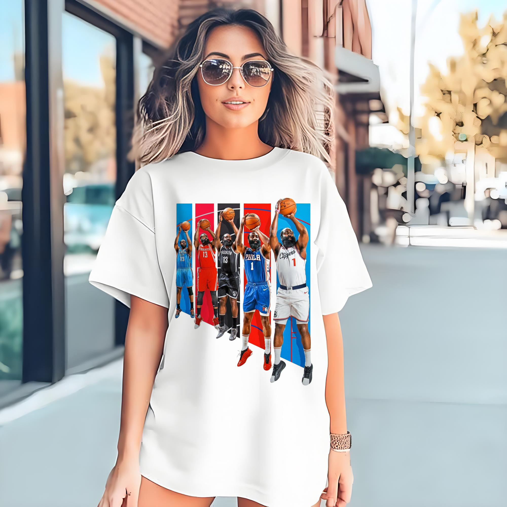 James Harden  Different teams collage styleT‑shirt