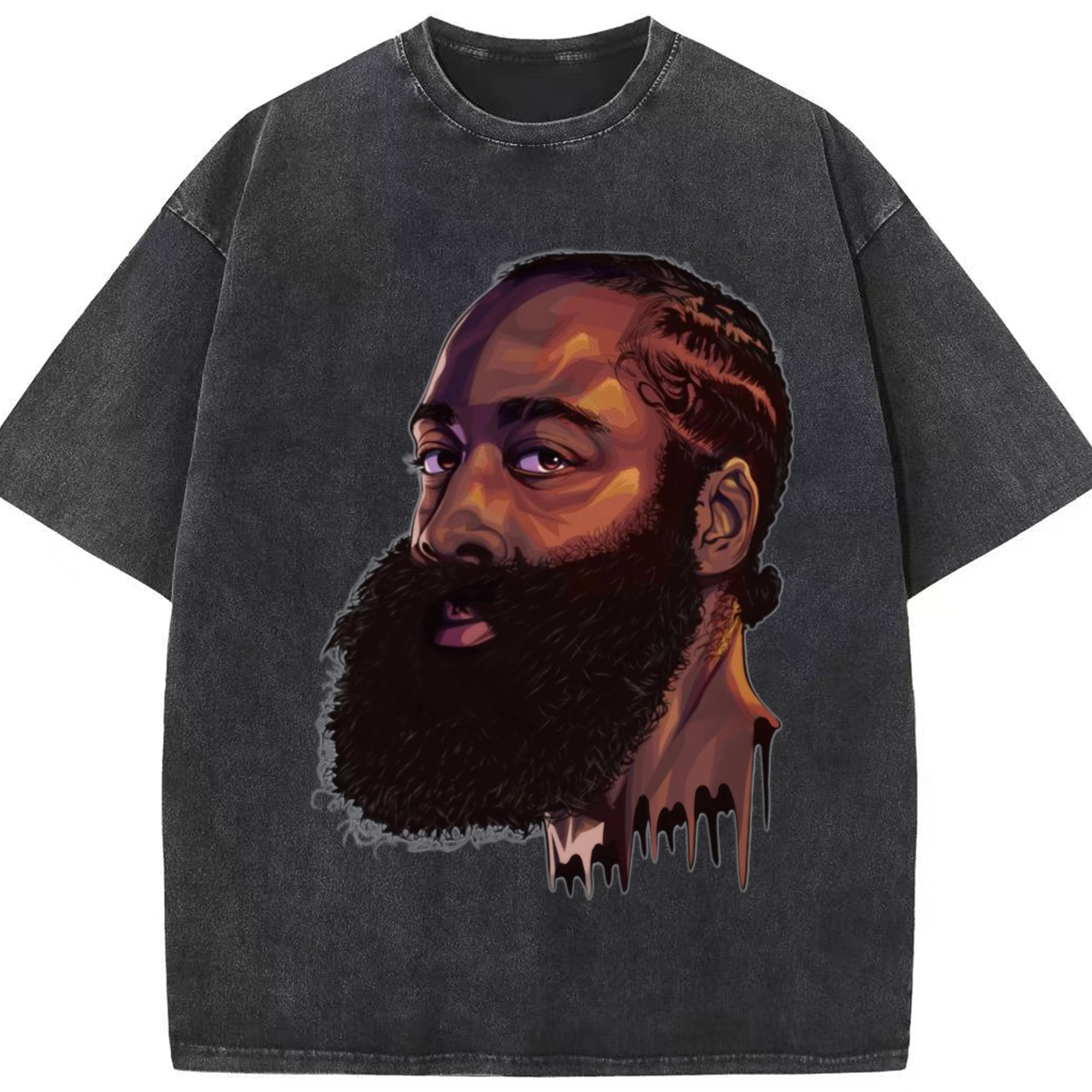 James Harden  Anime Avatar art  t-shirt - Washed Vintage Look 230g Cotton Oversized T-Shirt With Front Heat Transfer Print – Soft, Lightweight, Stylish Fit – Comfortable Casual Wear For Sports & Everyday Use