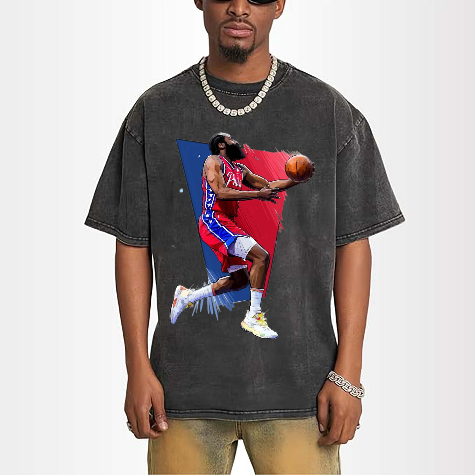 James Harden 76er comic style T‑shirt
