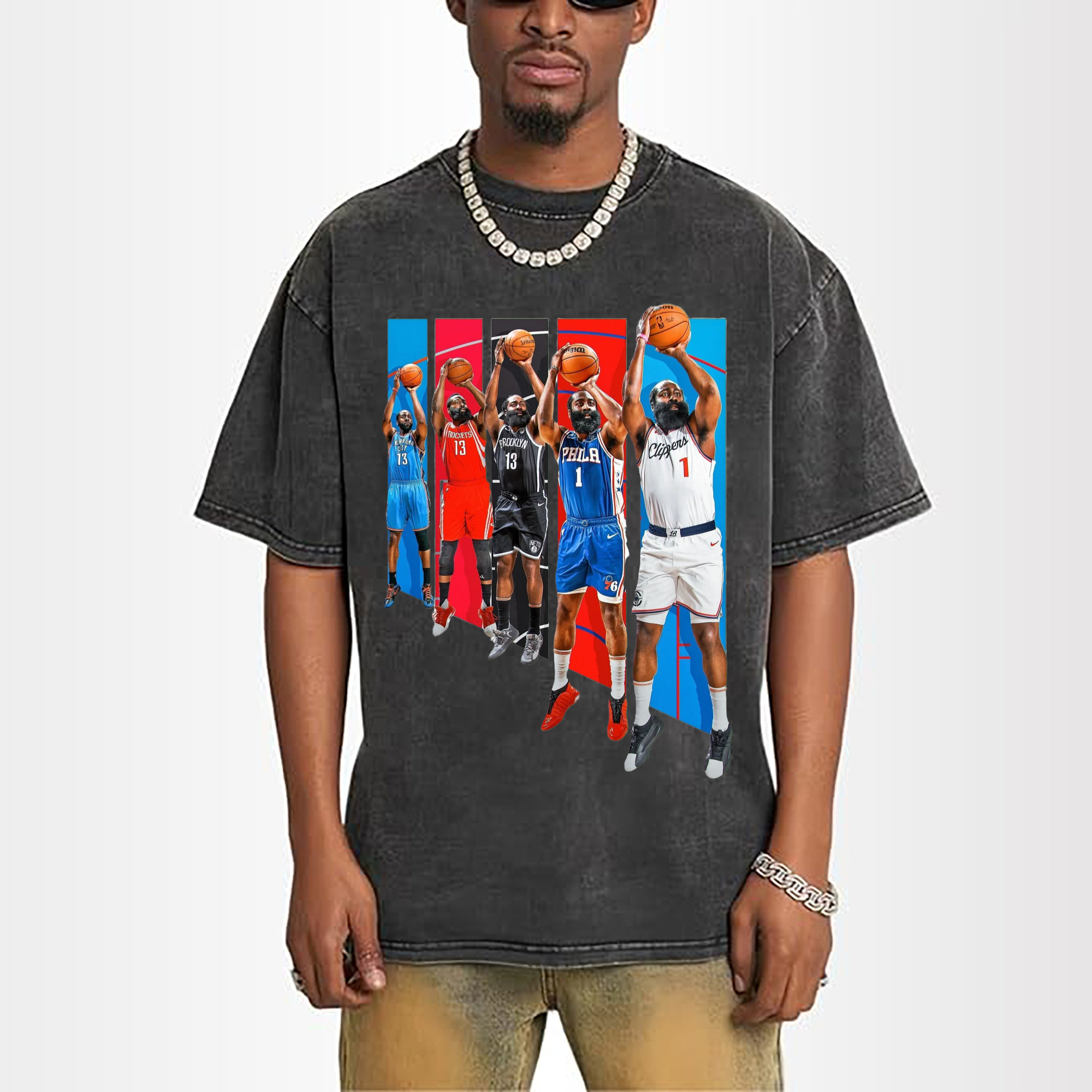 James Harden  Different teams collage styleT‑shirt
