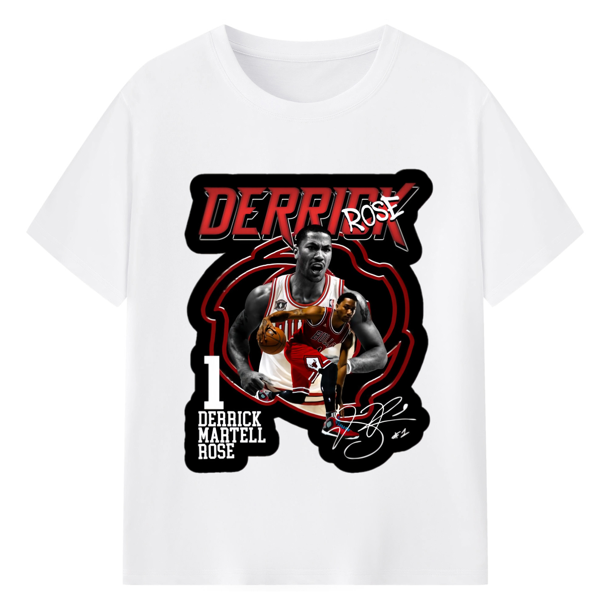 Chicago Bulls Derrick Rose Graphic T‑shirt - 180g Cotton T-Shirt With Front Heat Transfer Print – Soft, Lightweight, Fitted Design – Comfortable Casual Wear For Sports & Everyday Use