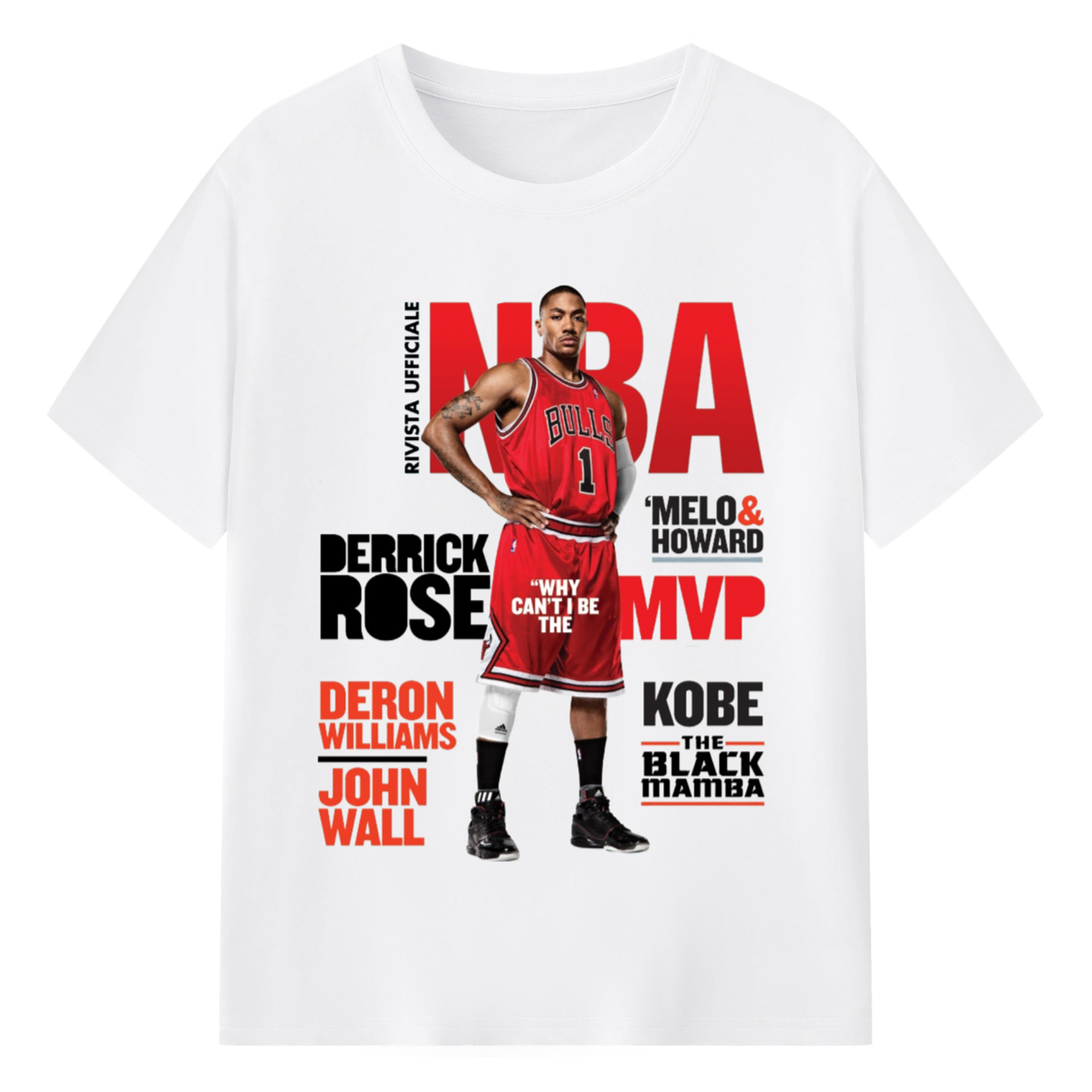 Derrick Rose Magazine Poster Graphic T‑shirt - 180g Cotton T-Shirt With Front Heat Transfer Print – Soft, Lightweight, Fitted Design – Comfortable Casual Wear For Sports & Everyday Use