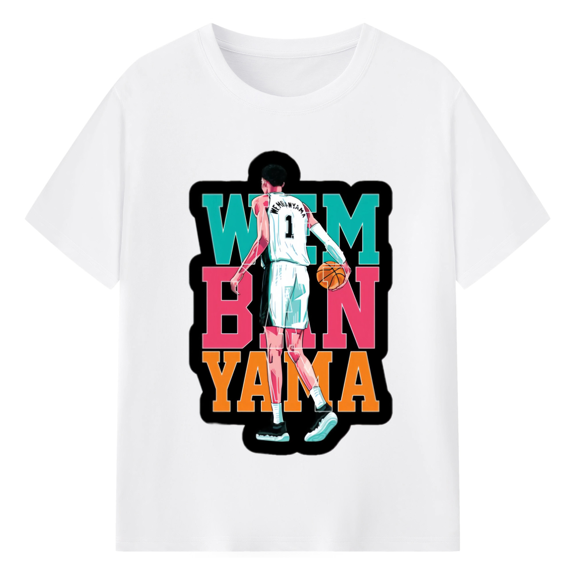 San Antonio Spurs Victor Wembanyama  Cartoon graphic T-shirt - 180g Cotton T-Shirt With Front Heat Transfer Print – Soft, Lightweight, Fitted Design – Comfortable Casual Wear For Sports & Everyday Use