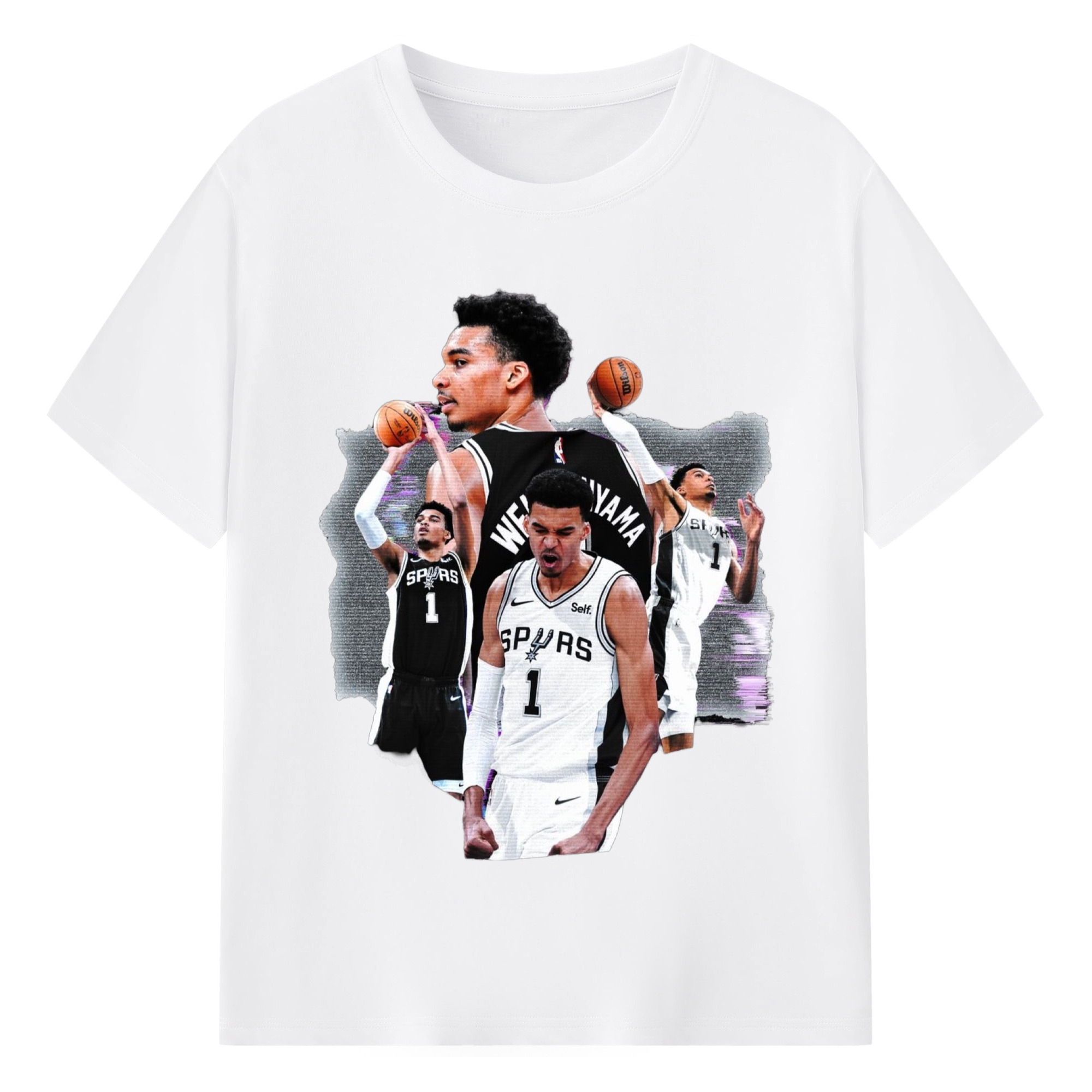 San Antonio Spurs Victor Wembanyama  T-shirt - 180g Cotton T-Shirt With Front Heat Transfer Print – Soft, Lightweight, Fitted Design – Comfortable Casual Wear For Sports & Everyday Use