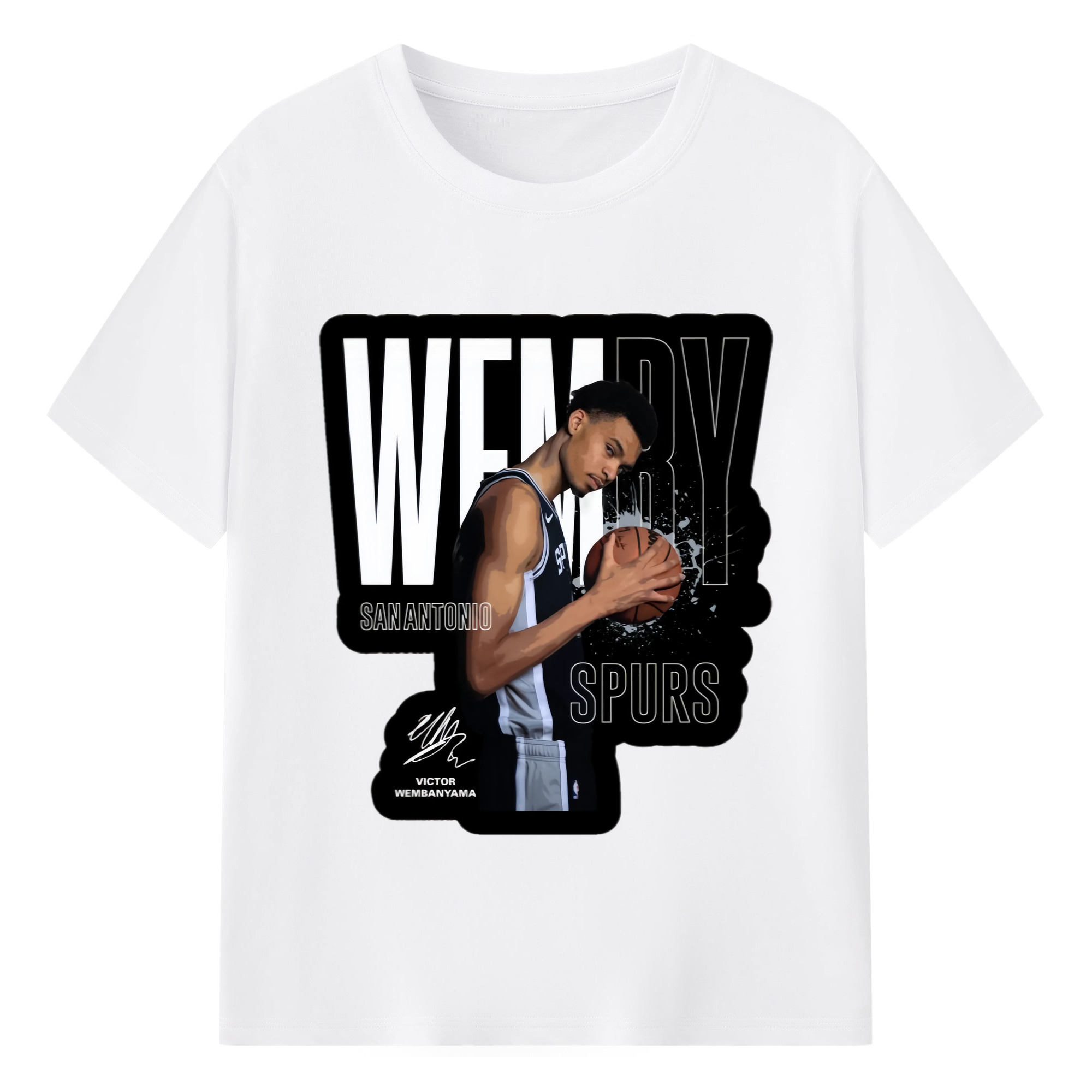 Victor Wembanyama San Antonio Spurs T-shirt - 180g Cotton T-Shirt With Front Heat Transfer Print – Soft, Lightweight, Fitted Design – Comfortable Casual Wear For Sports & Everyday Use