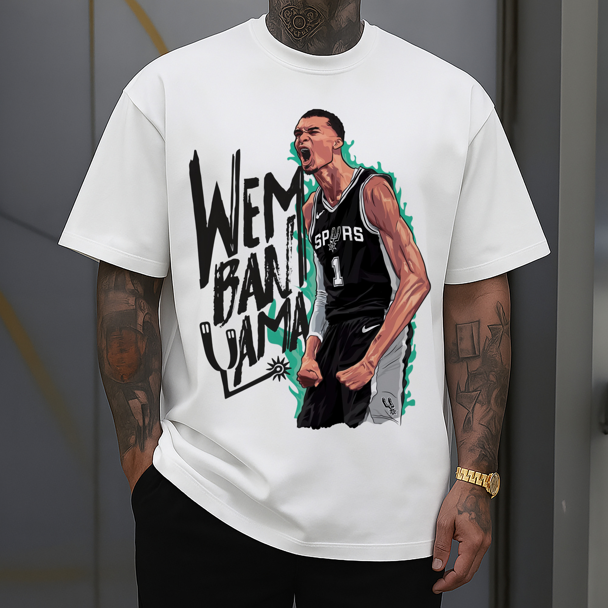 San Antonio Spurs Victor Wembanyama  Roar Cartoon Tee