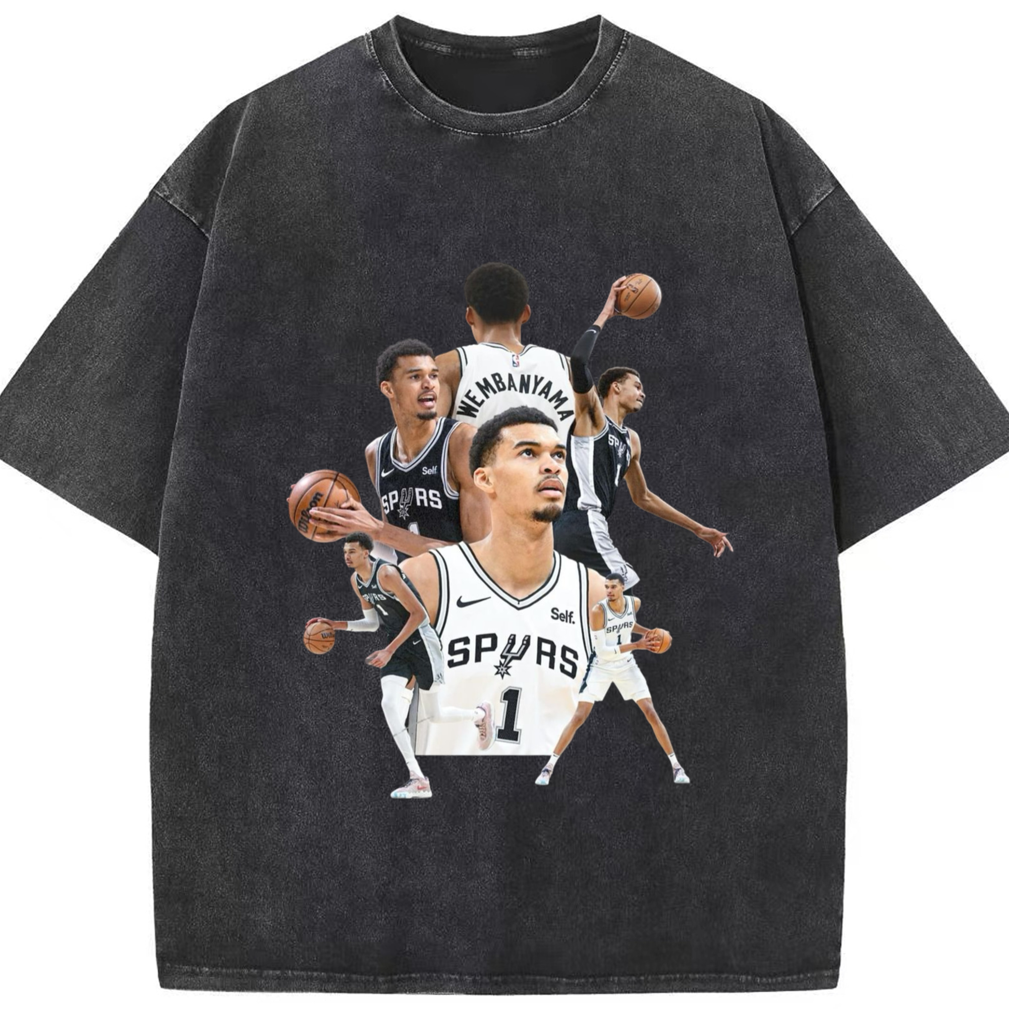 Victor Wembanyama Graphic T‑shirt - Washed Vintage Look 230g Cotton Oversized T-Shirt With Front Heat Transfer Print – Soft, Lightweight, Stylish Fit – Comfortable Casual Wear For Sports & Everyday Use