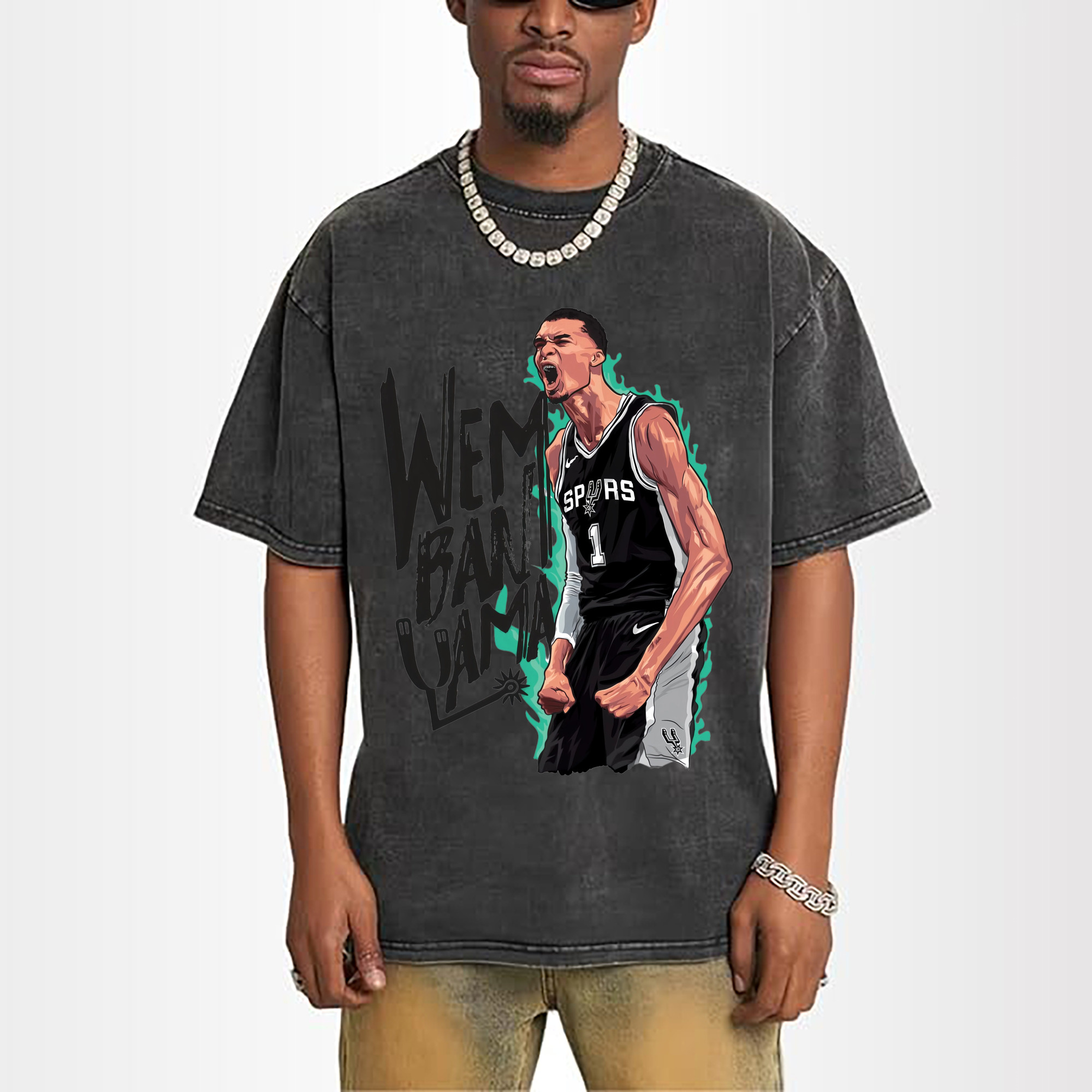 San Antonio Spurs Victor Wembanyama  Roar Cartoon Tee