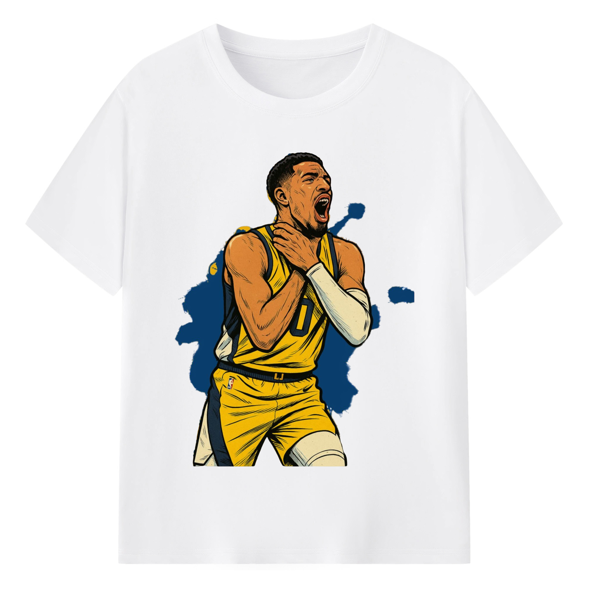 Tyrese Haliburton #0 Colored painting Graphic T‑shirt - 180g Cotton T-Shirt With Front Heat Transfer Print – Soft, Lightweight, Fitted Design – Comfortable Casual Wear For Sports & Everyday Use
