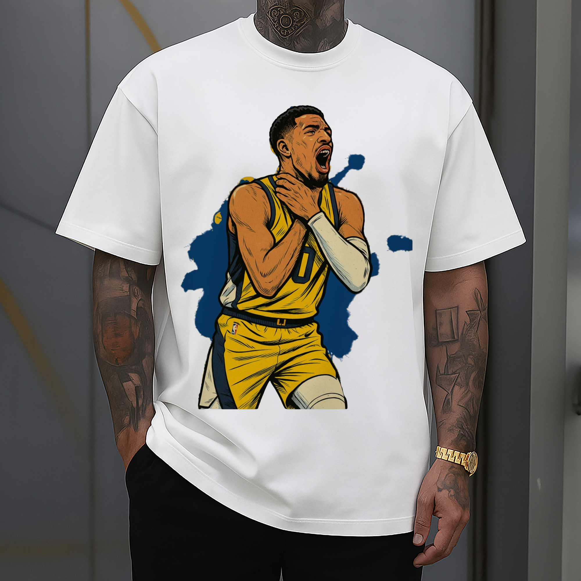 Tyrese Haliburton #0 Colored painting Graphic T‑shirt