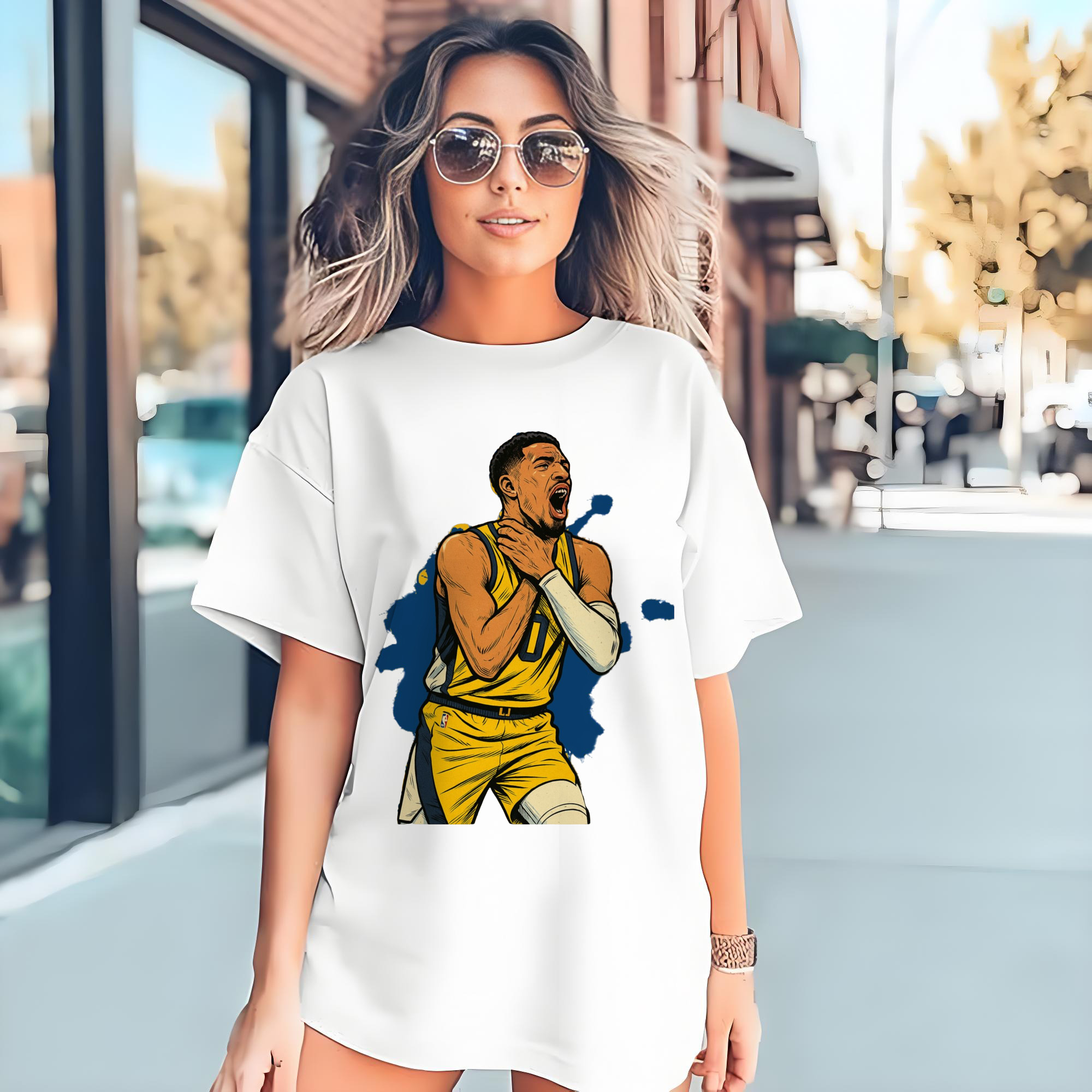 Tyrese Haliburton #0 Colored painting Graphic T‑shirt