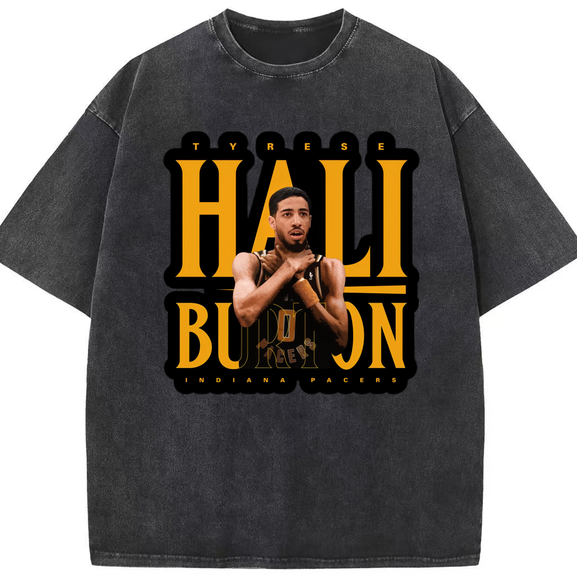 Tyrese Haliburton #0  Miller’s choke Graphic T‑shirt - Washed Vintage Look 230g Cotton Oversized T-Shirt With Front Heat Transfer Print – Soft, Lightweight, Stylish Fit – Comfortable Casual Wear For Sports & Everyday Use