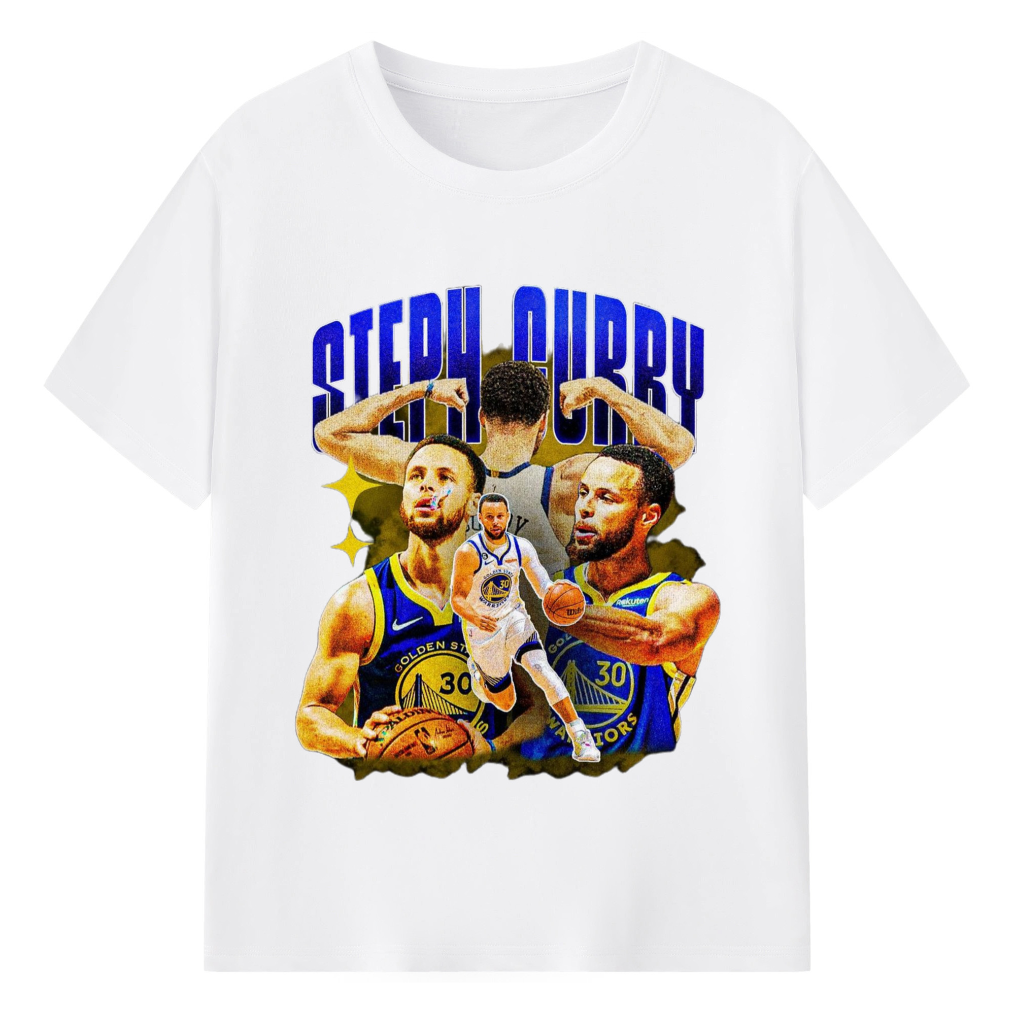 Golden State Warriors Stephen Curry  #30 collage tee - 180g Cotton T-Shirt With Front Heat Transfer Print – Soft, Lightweight, Fitted Design – Comfortable Casual Wear For Sports & Everyday Use