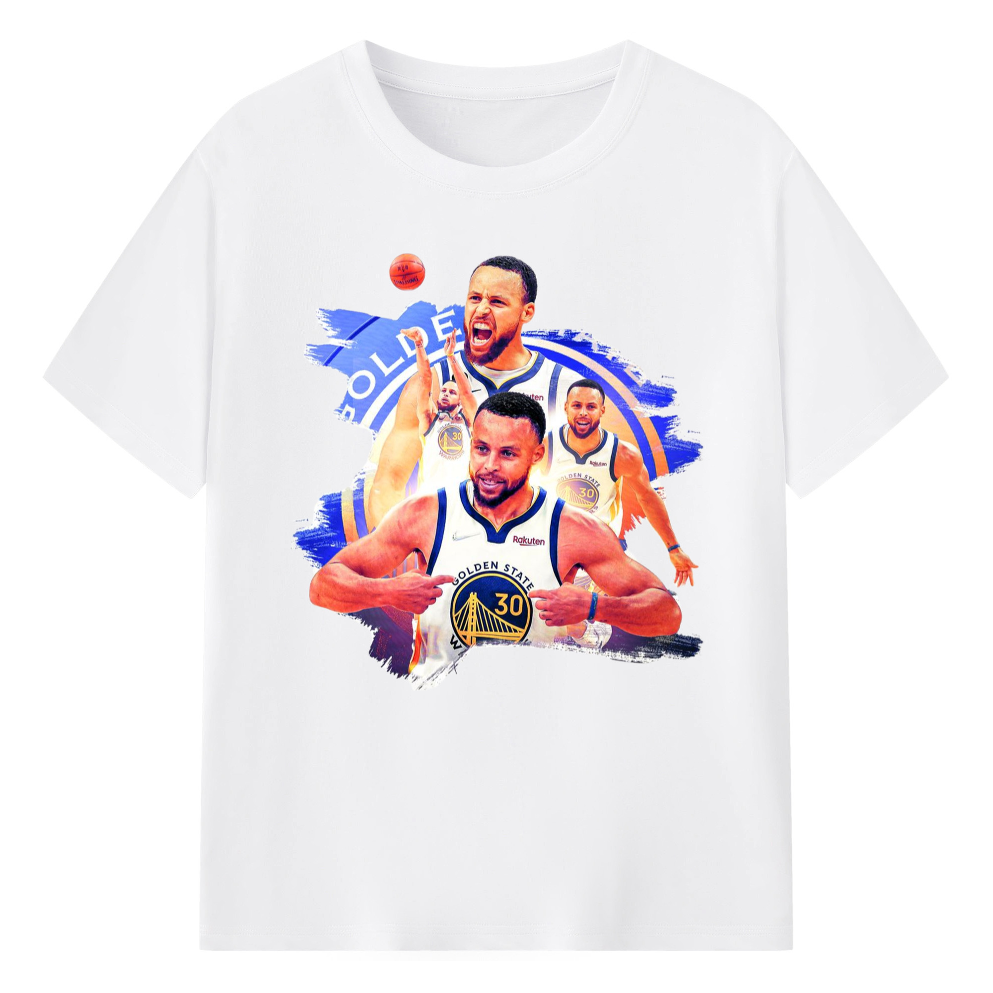 Golden State Warriors Stephen Curry  collage t-shirt - 180g Cotton T-Shirt With Front Heat Transfer Print – Soft, Lightweight, Fitted Design – Comfortable Casual Wear For Sports & Everyday Use