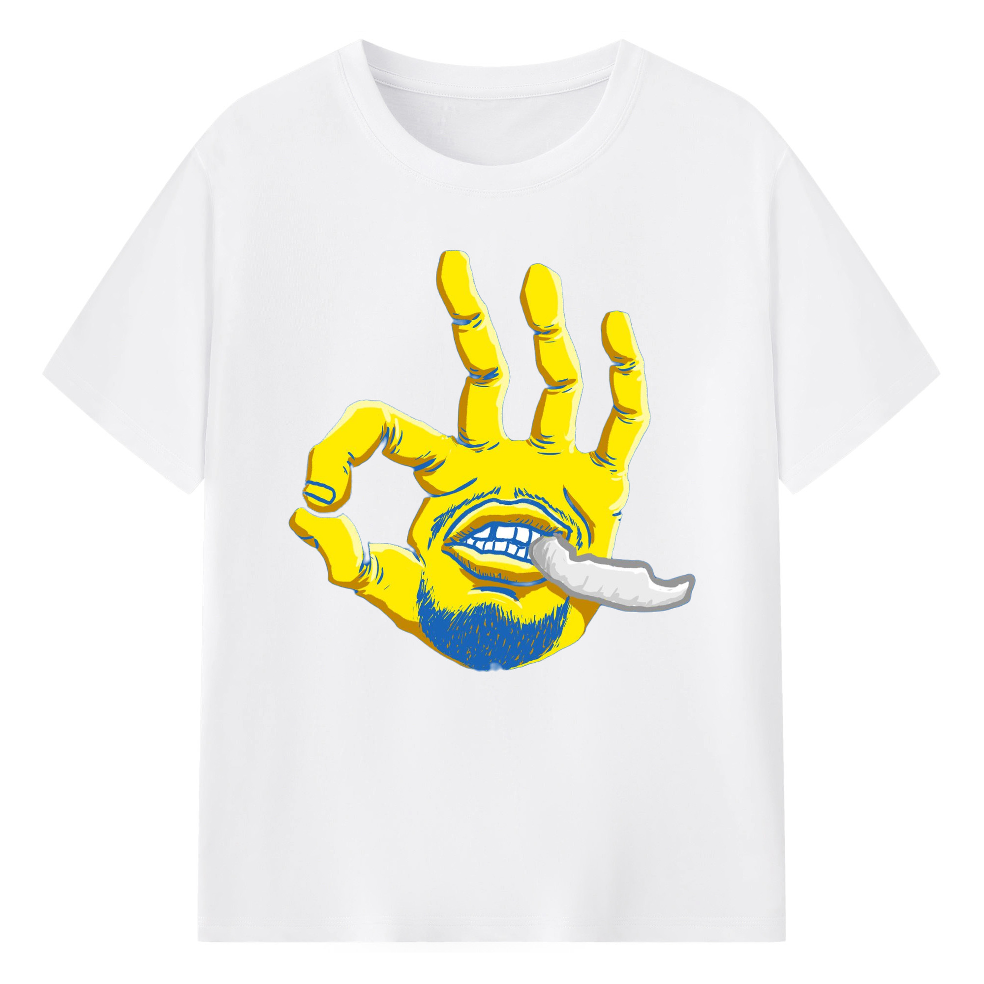Steph Curry Golden State Cartoon chewing braces t-shirt - 180g Cotton T-Shirt With Front Heat Transfer Print – Soft, Lightweight, Fitted Design – Comfortable Casual Wear For Sports & Everyday Use