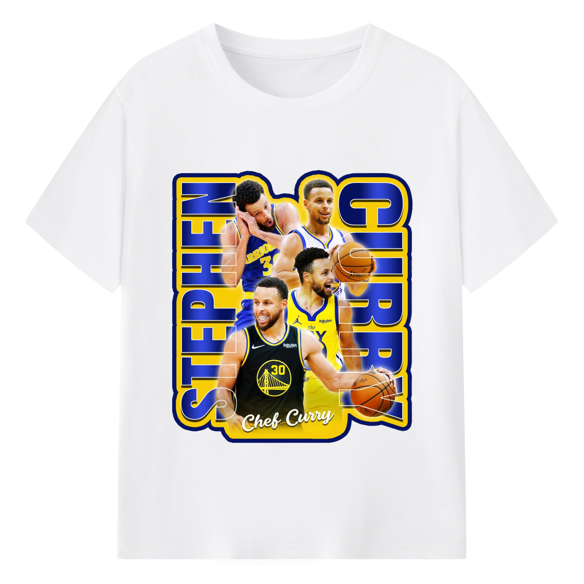 Steph Curry Golden State Warriors  collage t-shirt - 180g Cotton T-Shirt With Front Heat Transfer Print – Soft, Lightweight, Fitted Design – Comfortable Casual Wear For Sports & Everyday Use