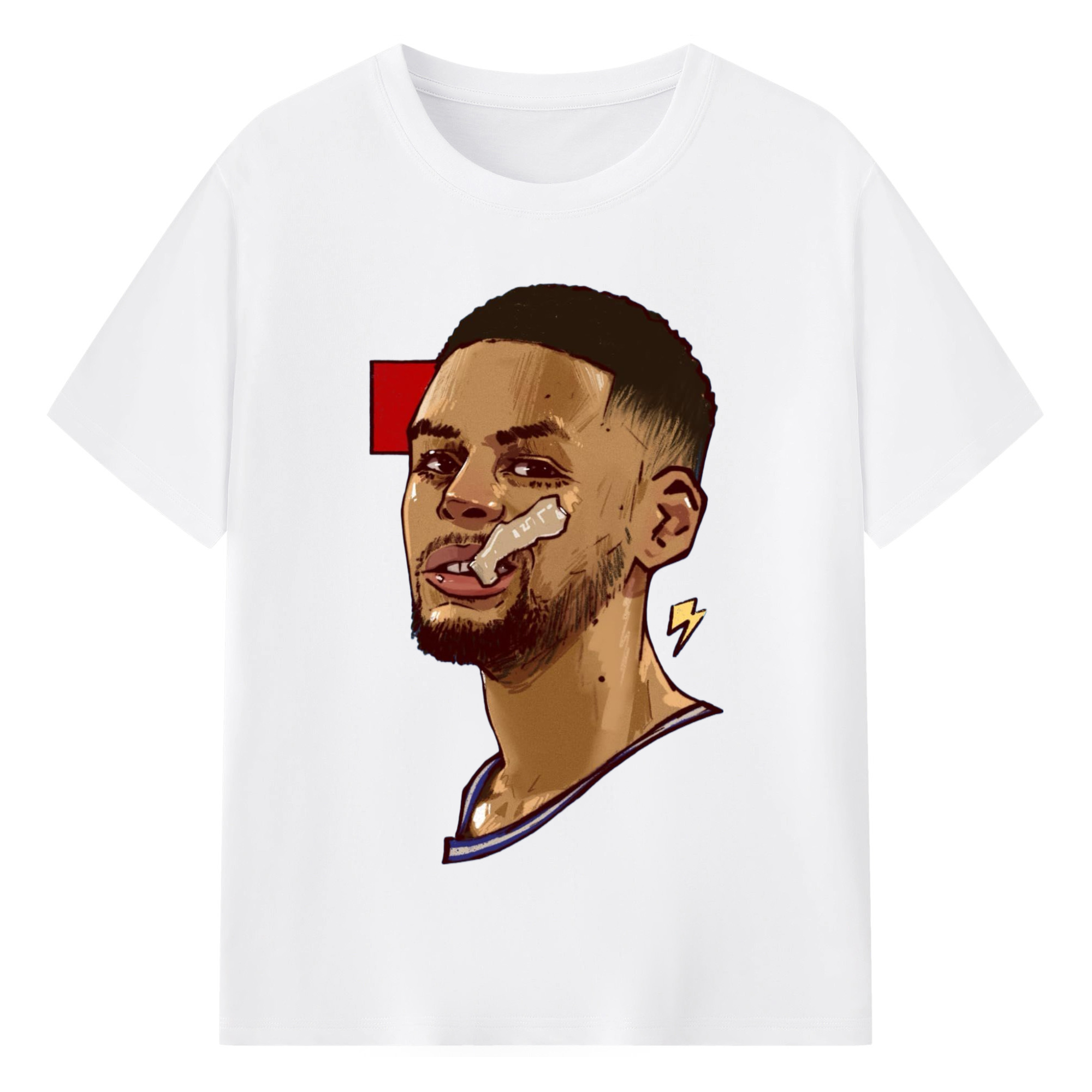 Steph Curry Golden State Warriors Cartoon profile picture t-shirt - 180g Cotton T-Shirt With Front Heat Transfer Print – Soft, Lightweight, Fitted Design – Comfortable Casual Wear For Sports & Everyday Use