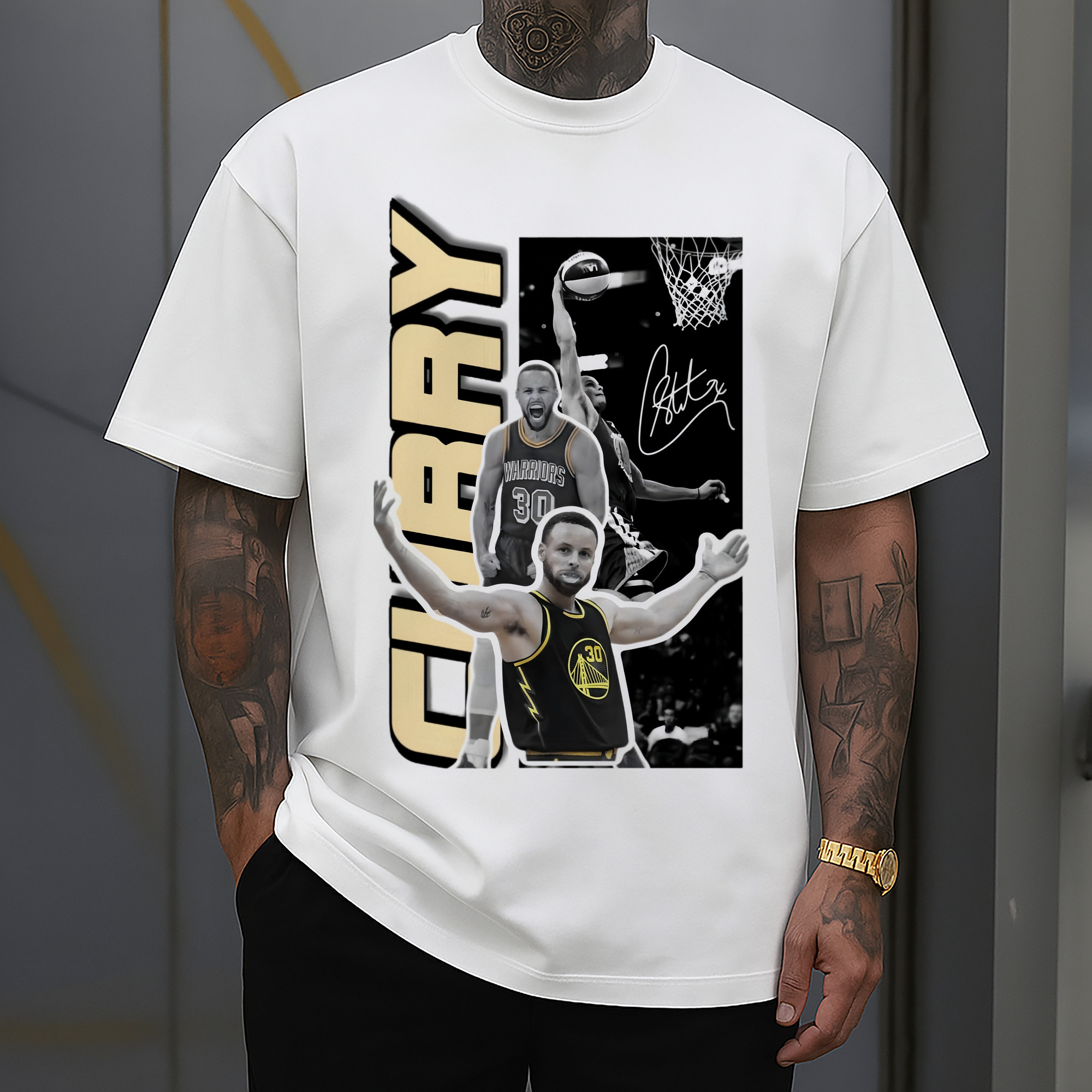 Golden State Warriors Stephen Curry shrug graphic T‑ShirtT-shirt