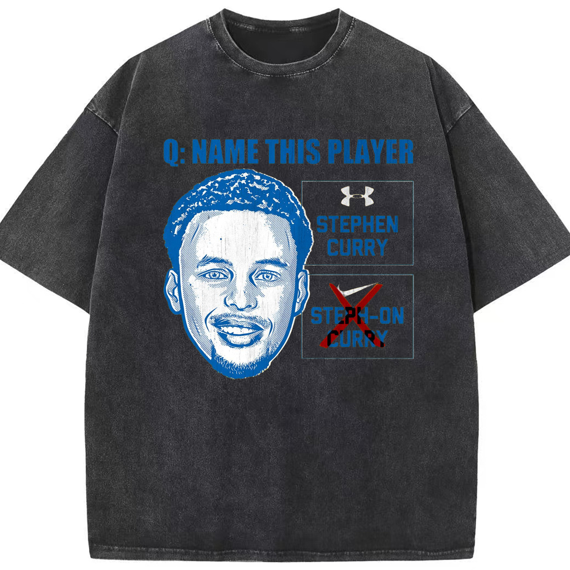 Steph Curry Golden State profile picture t-shirt - Washed Vintage Look 230g Cotton Oversized T-Shirt With Front Heat Transfer Print – Soft, Lightweight, Stylish Fit – Comfortable Casual Wear For Sports & Everyday Use