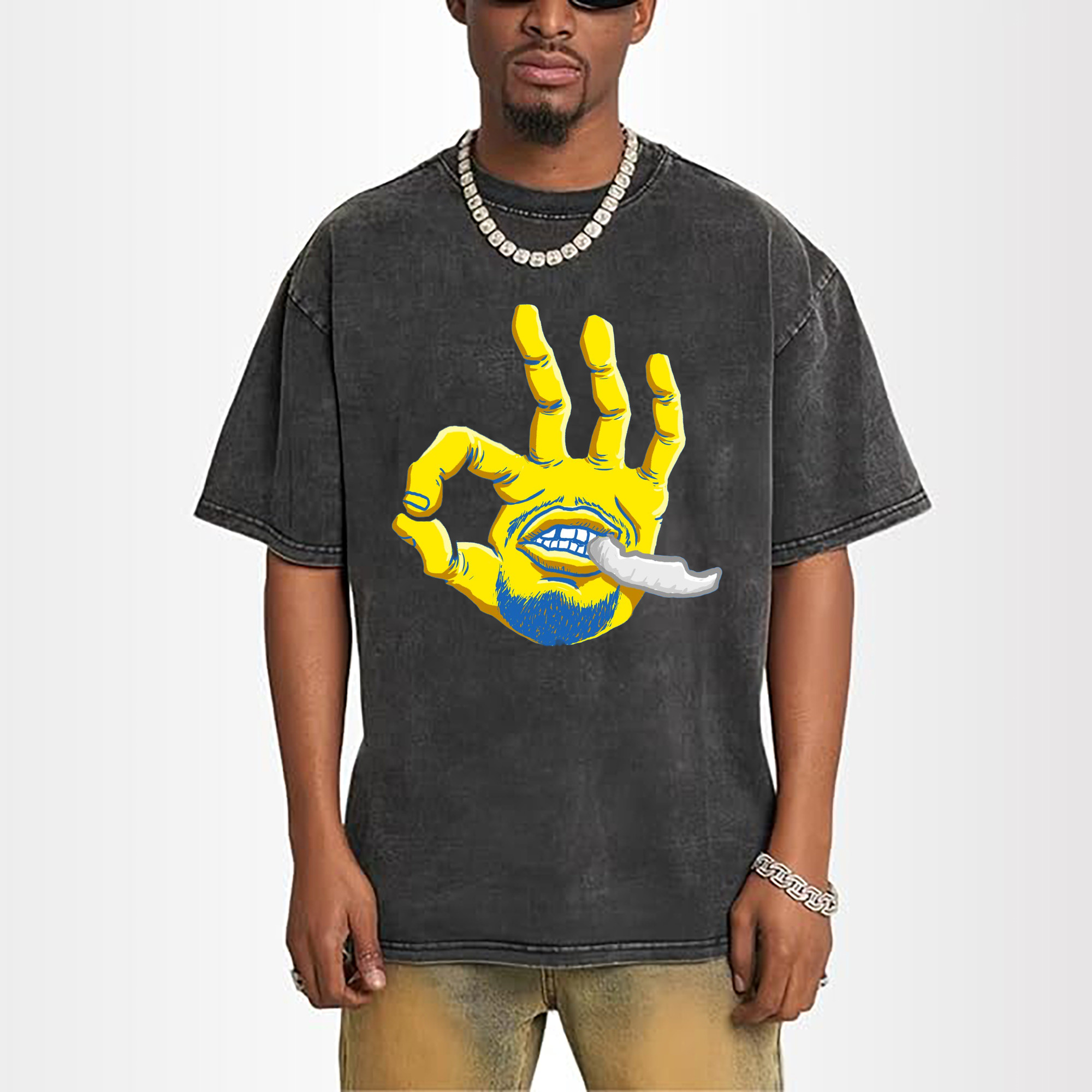 Steph Curry Golden State Cartoon chewing braces t-shirt