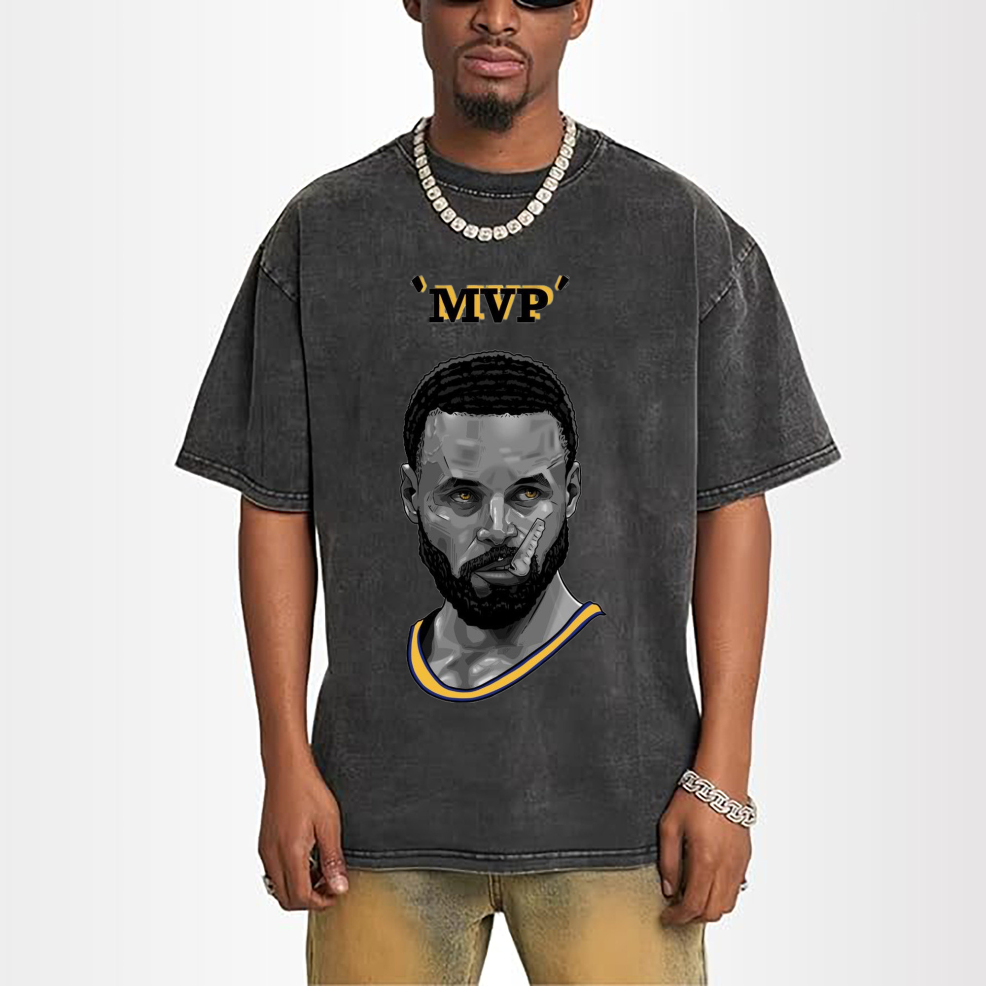 Steph Curry Golden State Warriors Cartoon mvp profile picture tee