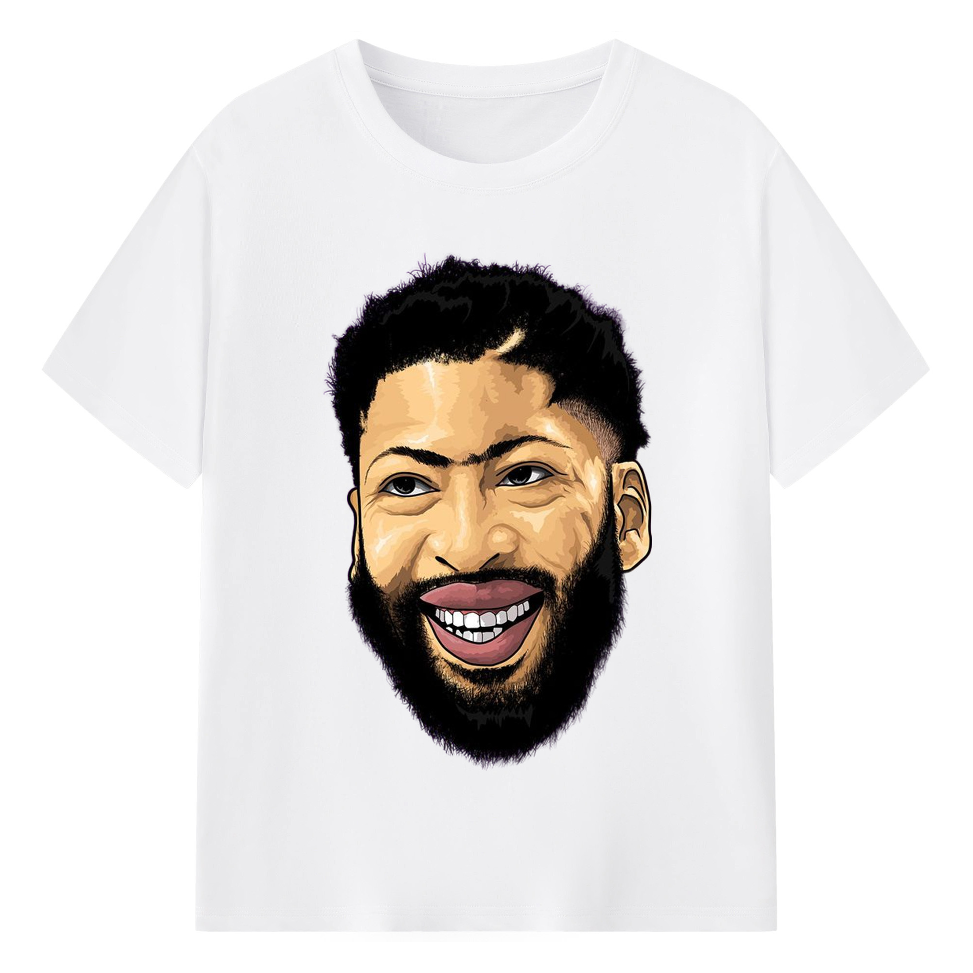 Anthony Davis Mavericks  Warriors Cartoon profile picture t-shirt - 180g Cotton T-Shirt With Front Heat Transfer Print – Soft, Lightweight, Fitted Design – Comfortable Casual Wear For Sports & Everyday Use