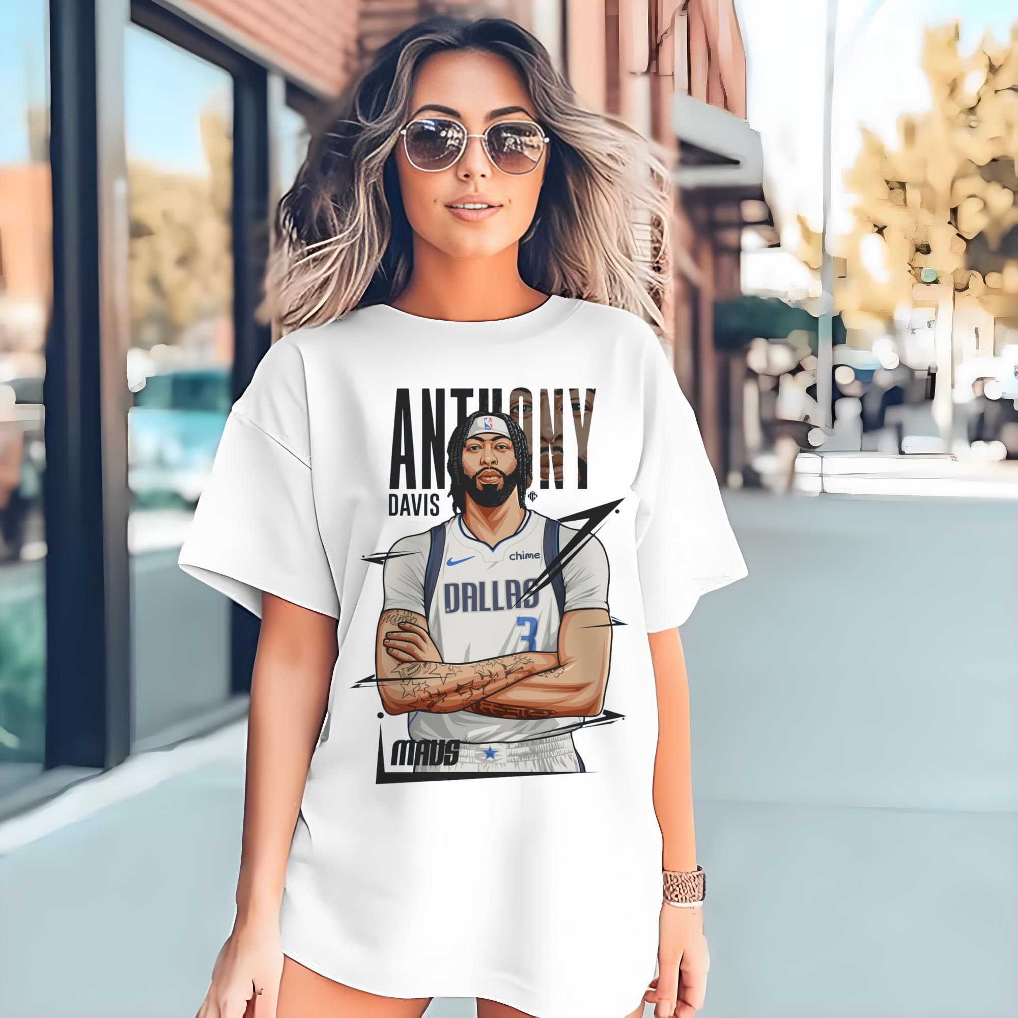 Anthony Davis Mavericks #3  Cartoon style graphic tee