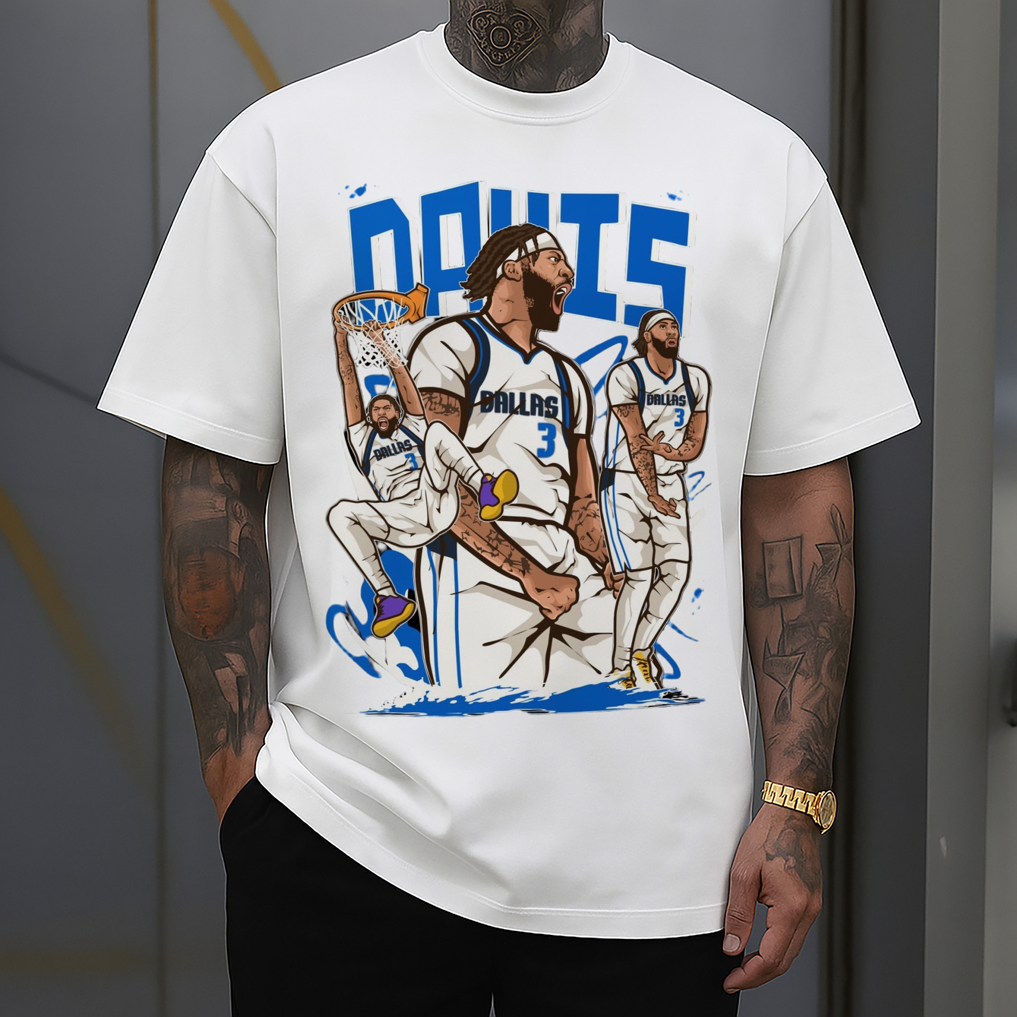 Anthony Davis Mavericks Cartoon style collage graphic tee